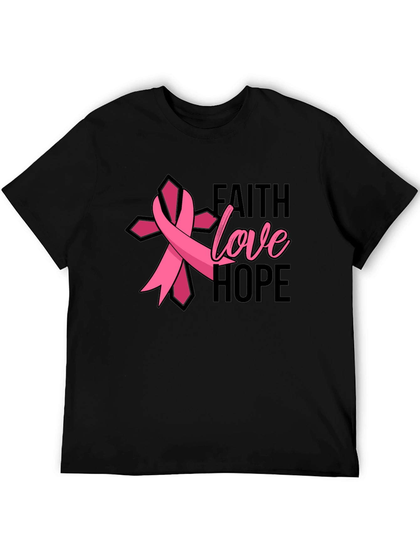 Faith Love Hope Breast Cancer Awareness Ribbon T-Shirt