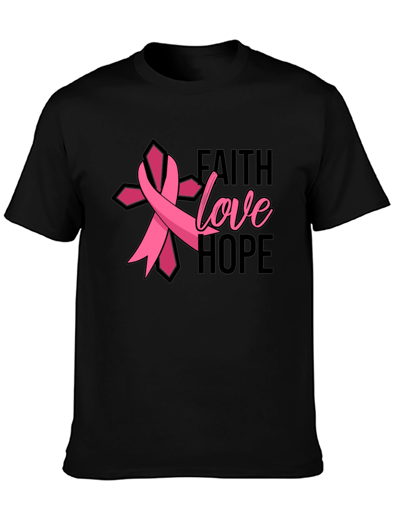 Faith Love Hope Breast Cancer Awareness Ribbon T-Shirt