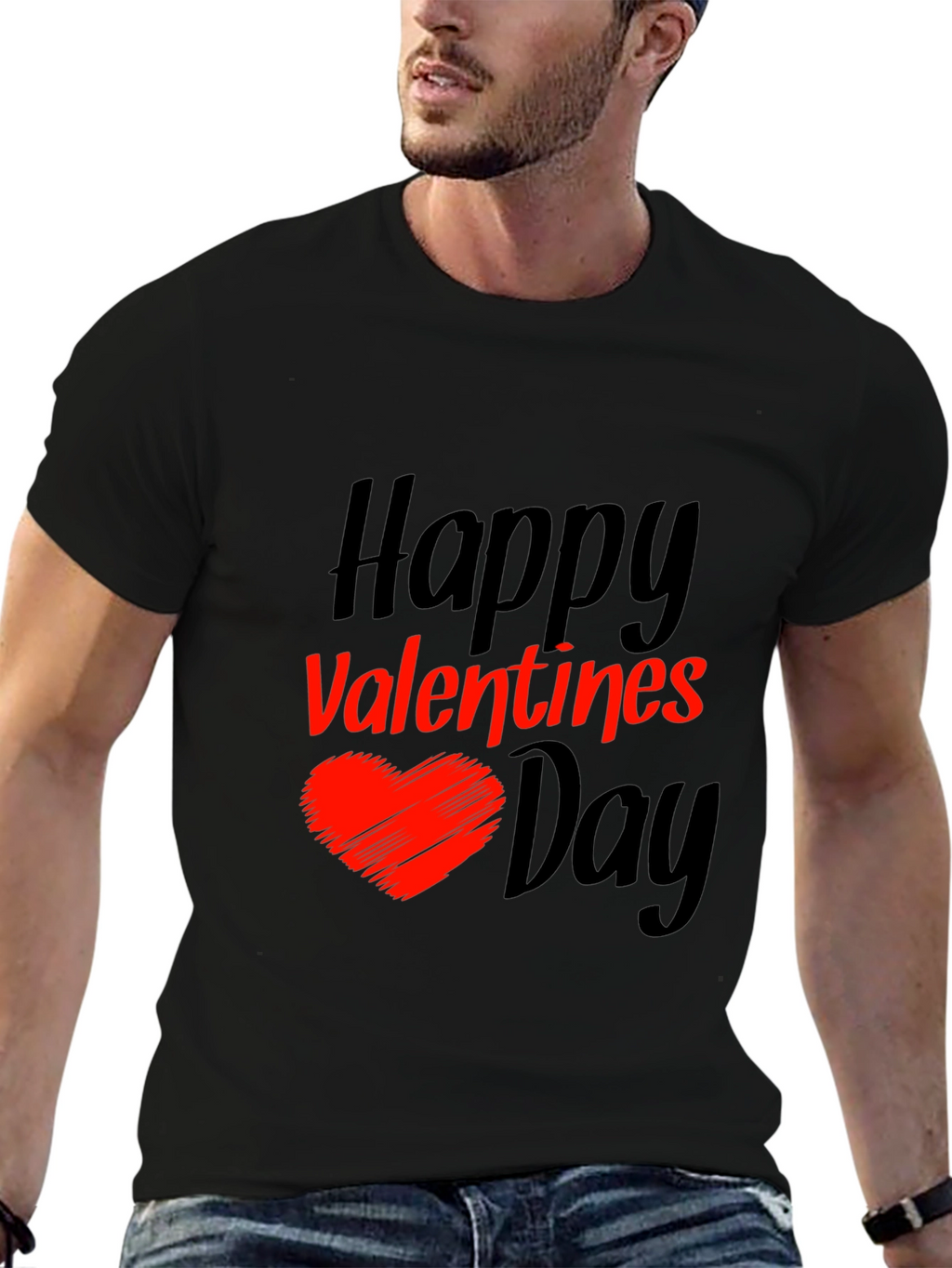 Happy Valentines Day Black T-Shirt