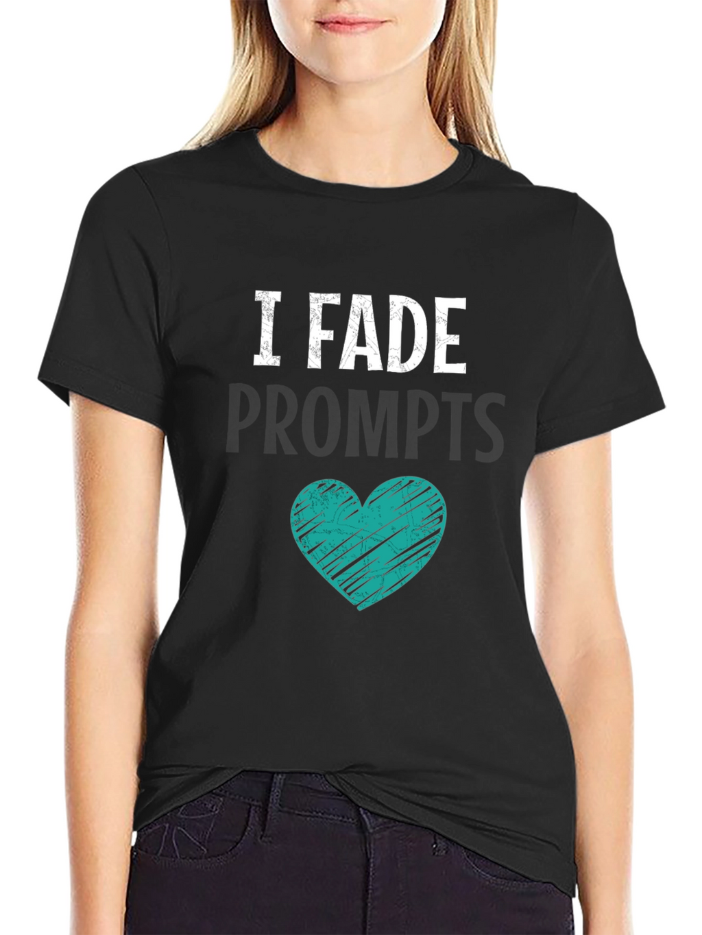 I Fade Prompts Graphic Tee - Black Cotton Blend
