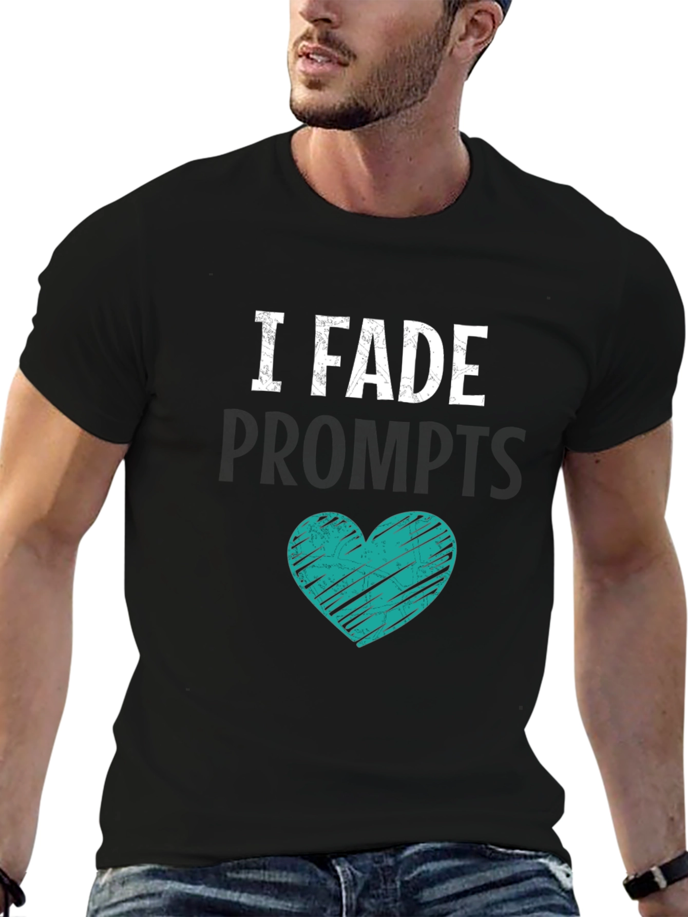 I Fade Prompts Graphic Tee - Black Cotton Blend