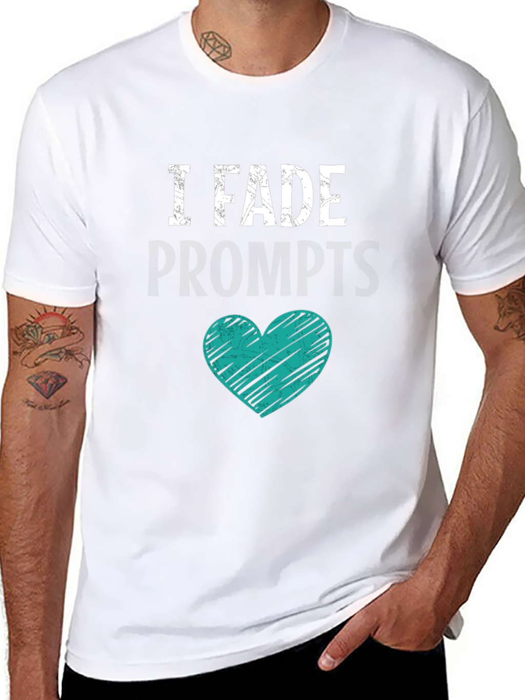 I Fade Prompts Graphic Tee - Black Cotton Blend