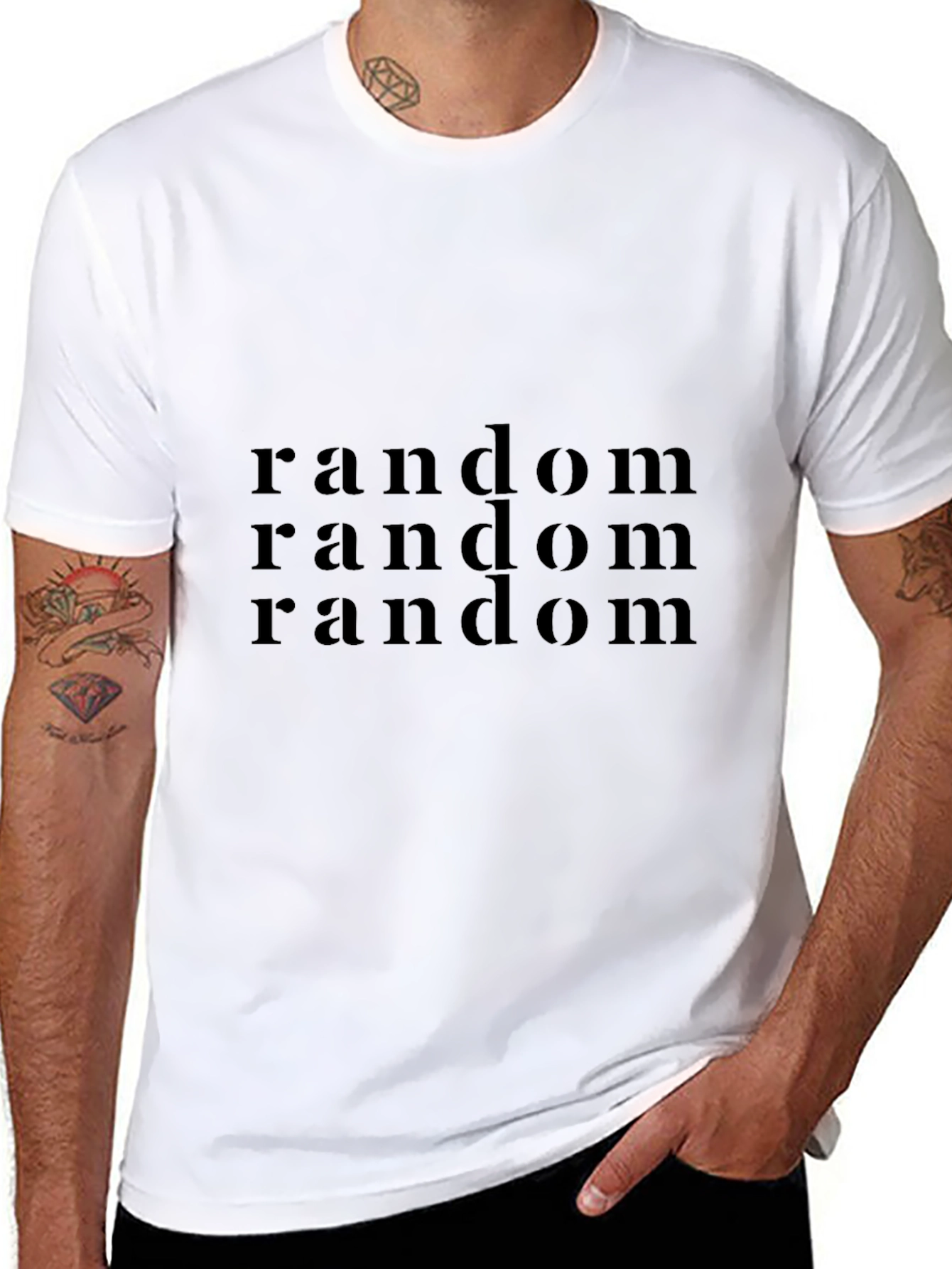 Random Print Black T-Shirt