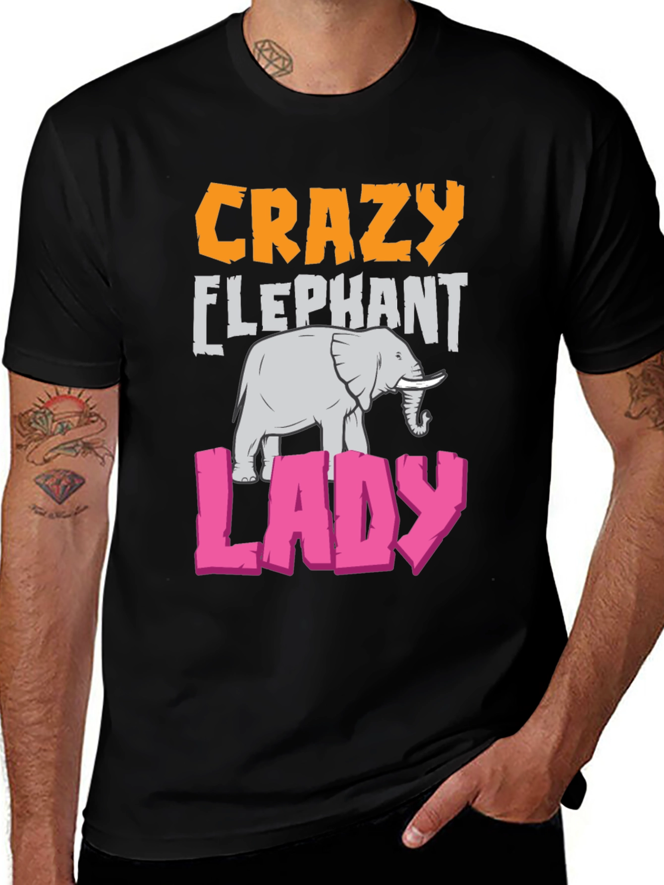 Crazy Elephant Lady Graphic T-Shirt