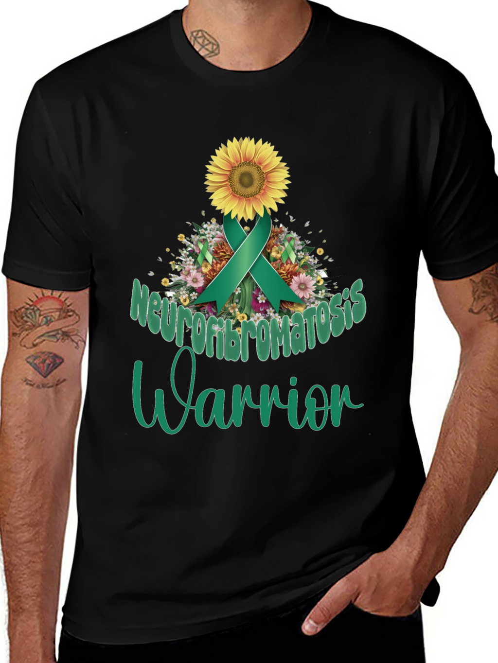 Neurofibromatosis Warrior Sunflower Ribbon T-Shirt