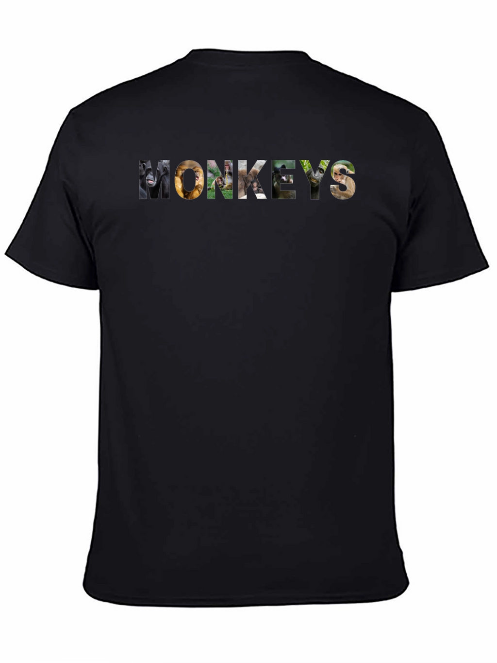 Monkeys Graphic Print Black T-Shirt