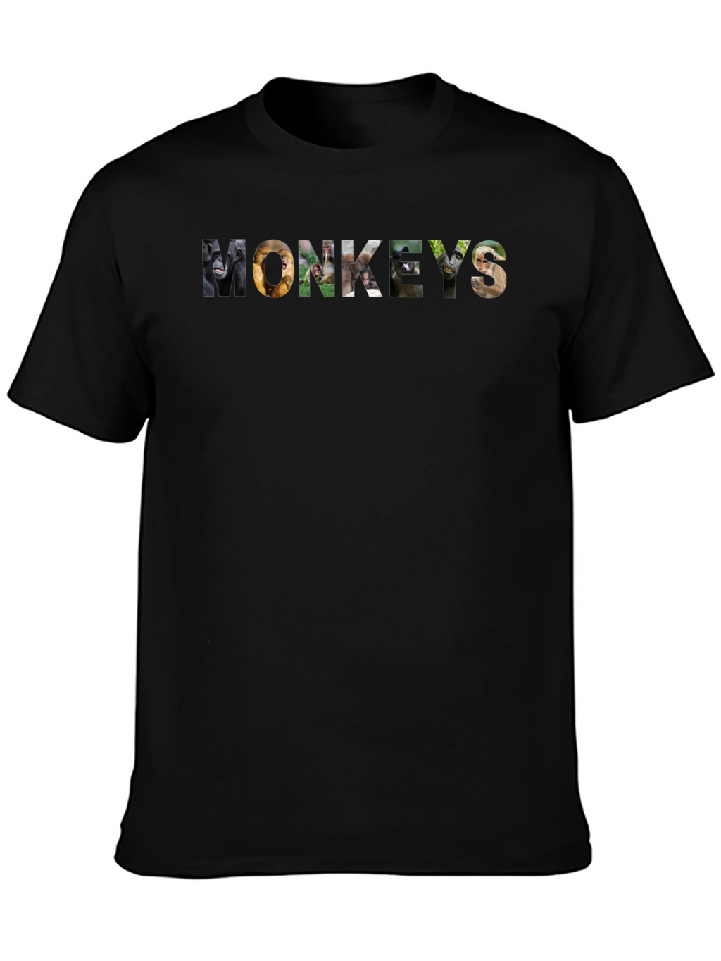 Monkeys Graphic Print Black T-Shirt