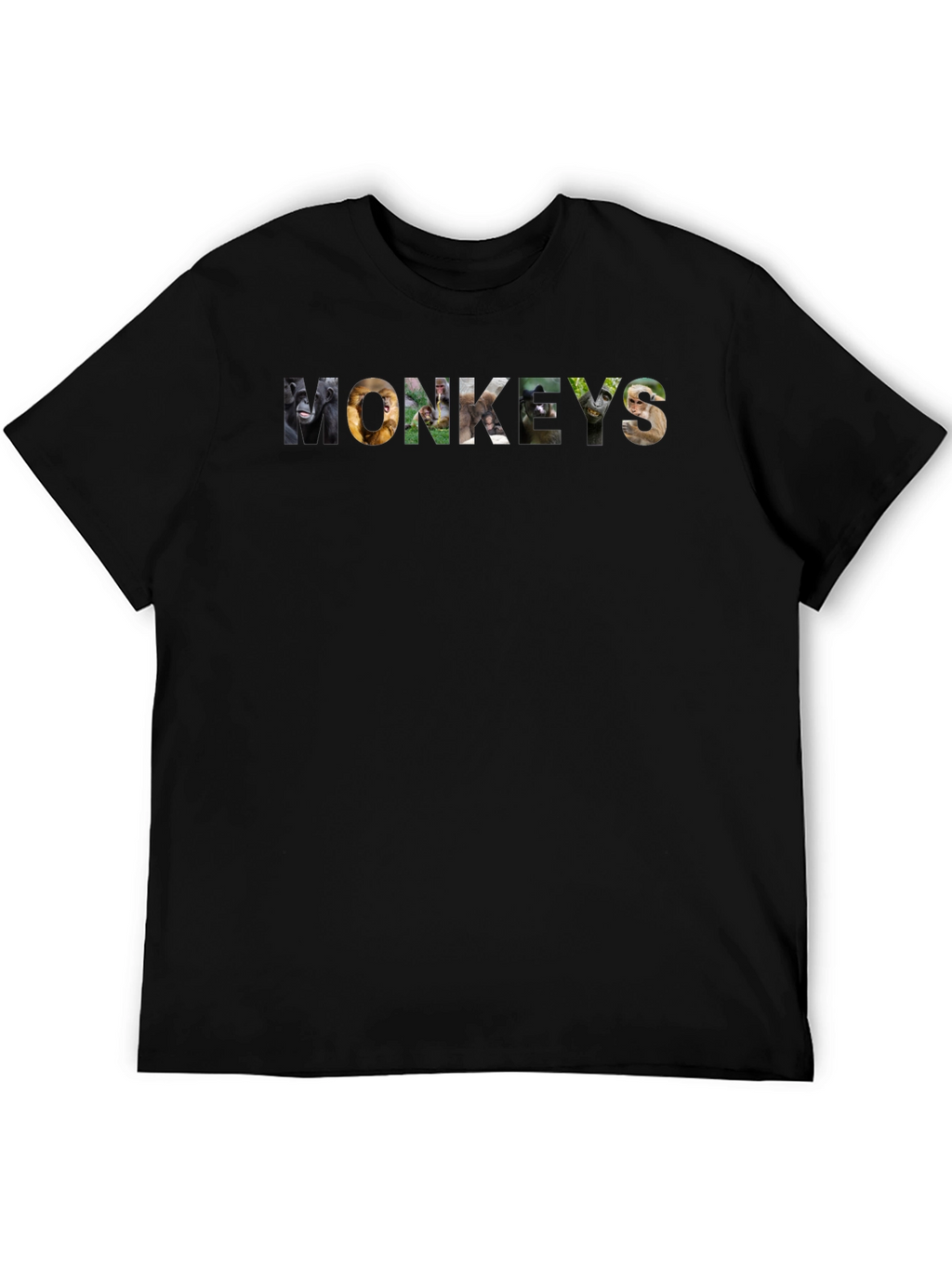 Monkeys Graphic Print Black T-Shirt