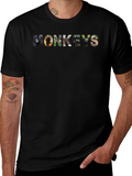 Monkeys Graphic Print Black T-Shirt