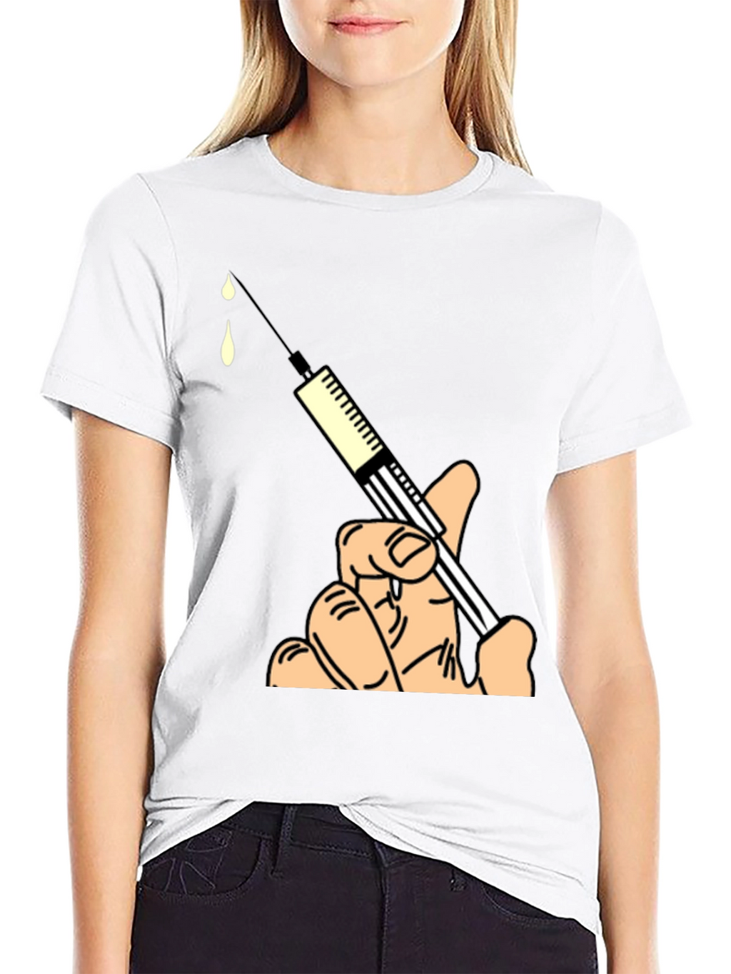 Humorous Syringe Graphic Tee - Novelty Design