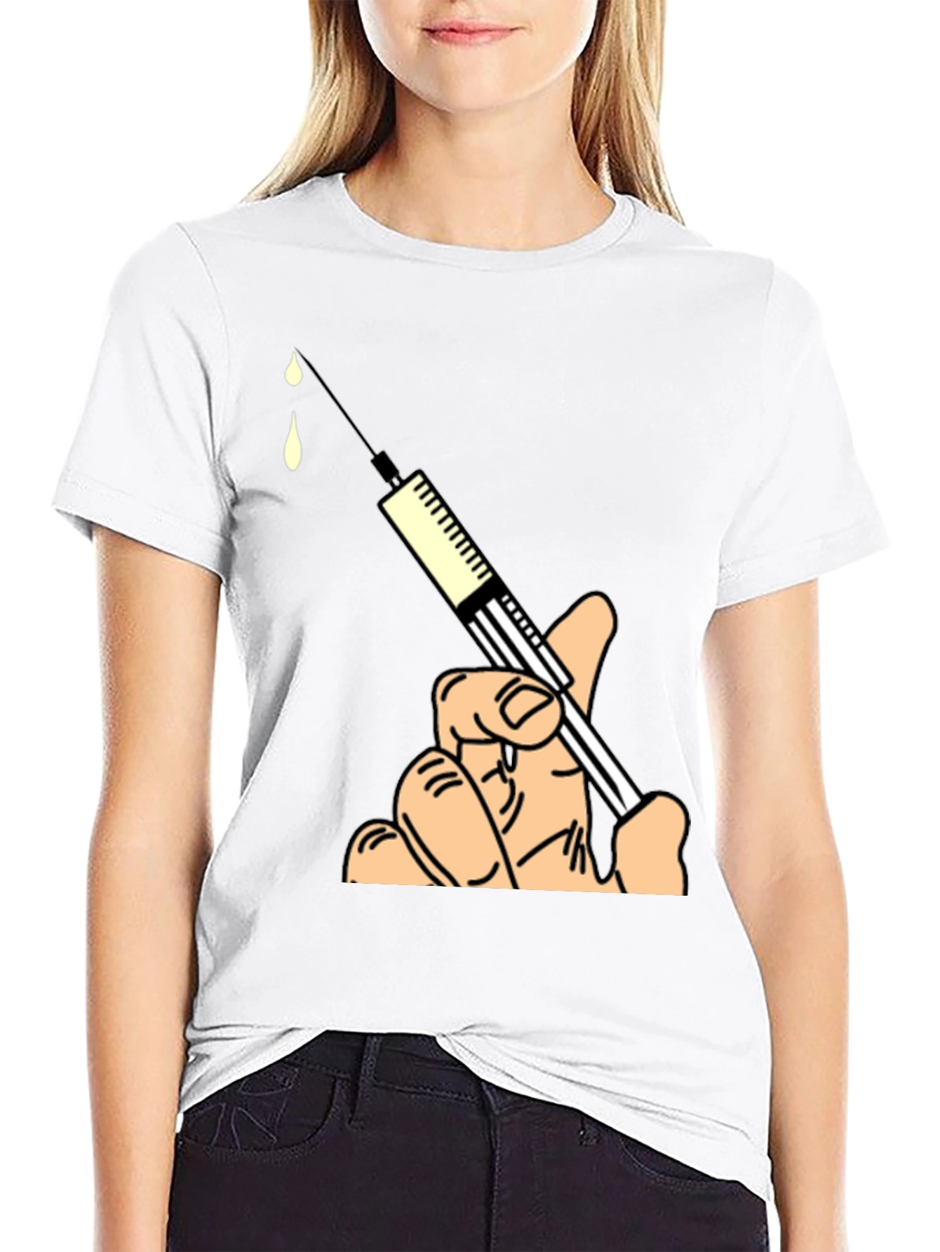 Humorous Syringe Graphic Tee - Novelty Design
