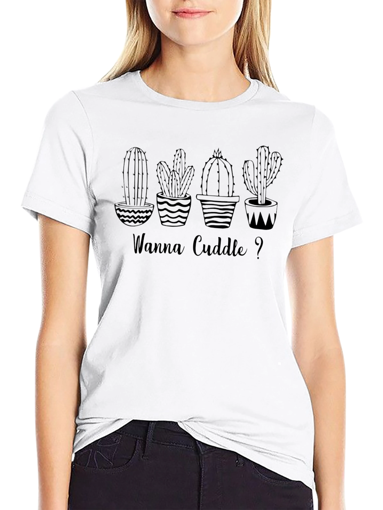 Cactus Cuddle T-Shirt - Black Graphic Tee