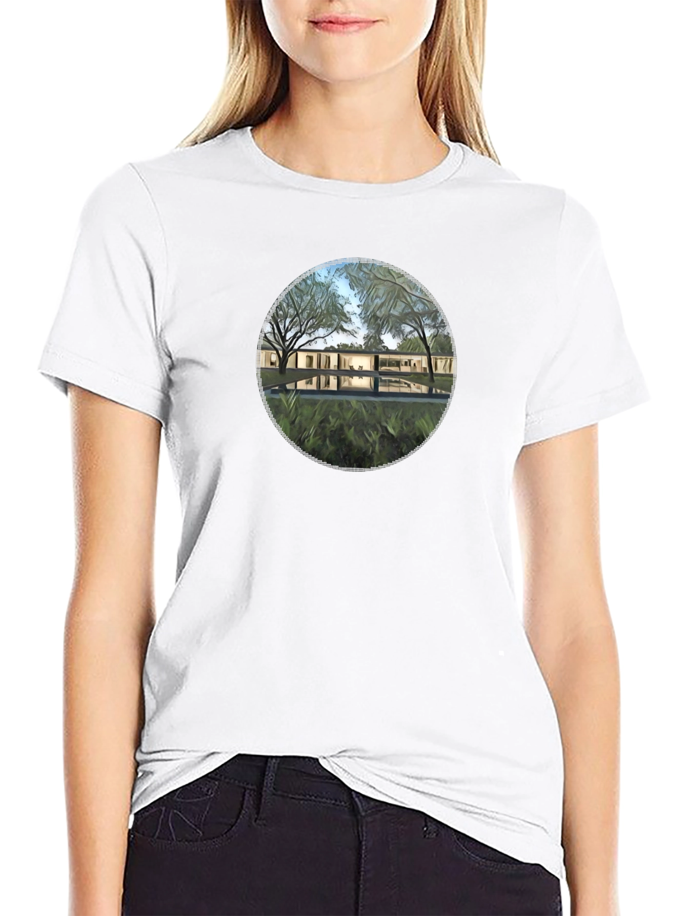 Modern House Graphic Black T-Shirt