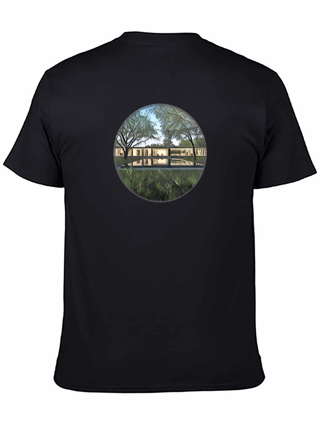 Modern House Graphic Black T-Shirt