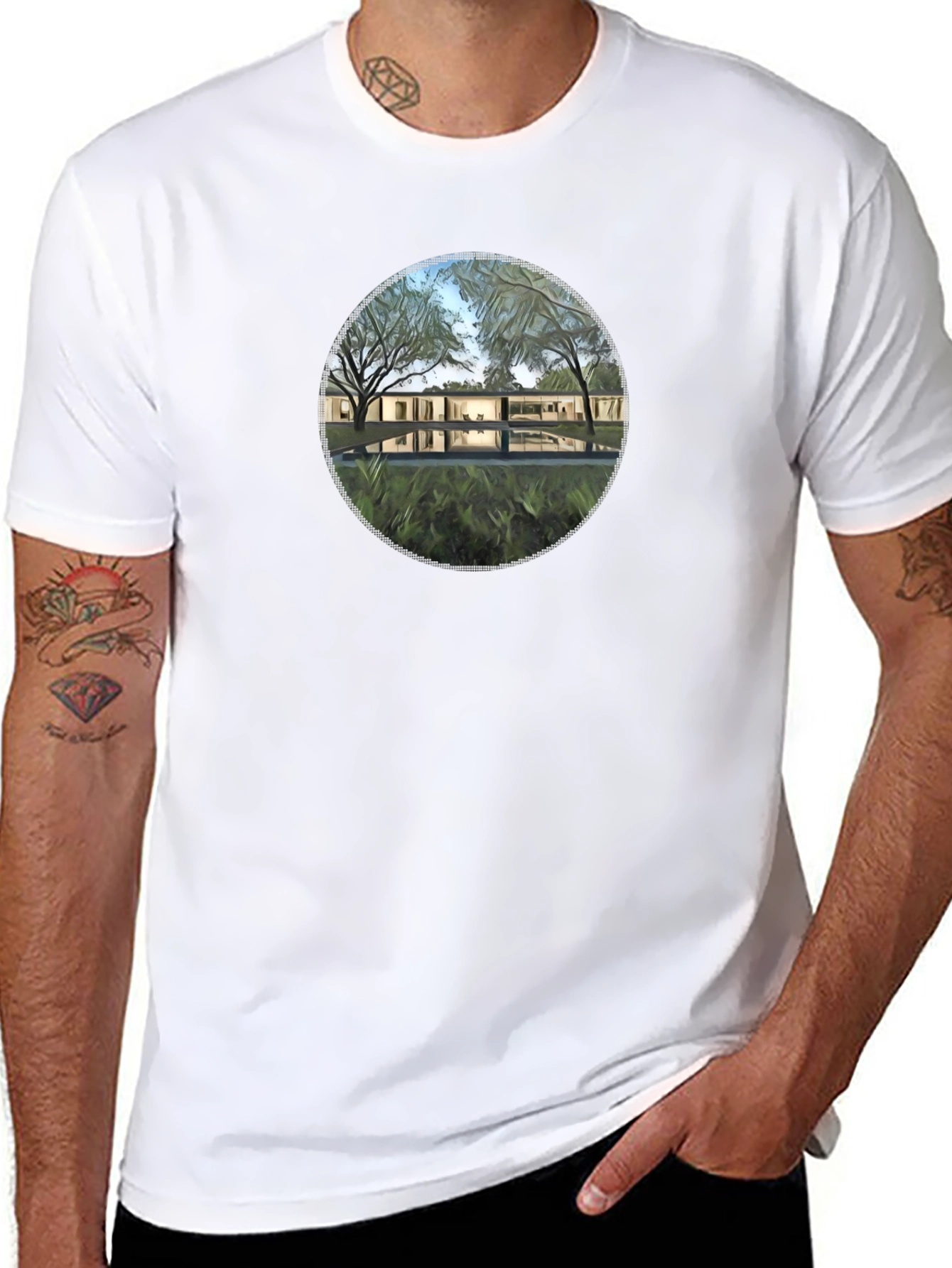 Modern House Graphic Black T-Shirt