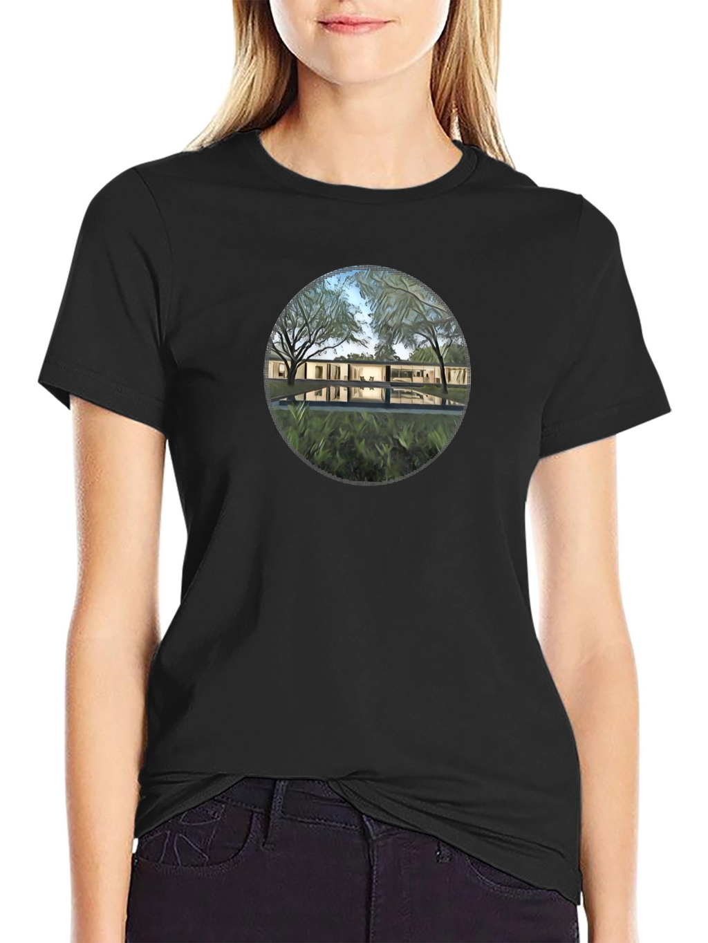 Modern House Graphic Black T-Shirt