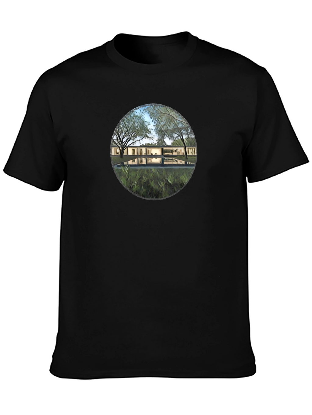Modern House Graphic Black T-Shirt