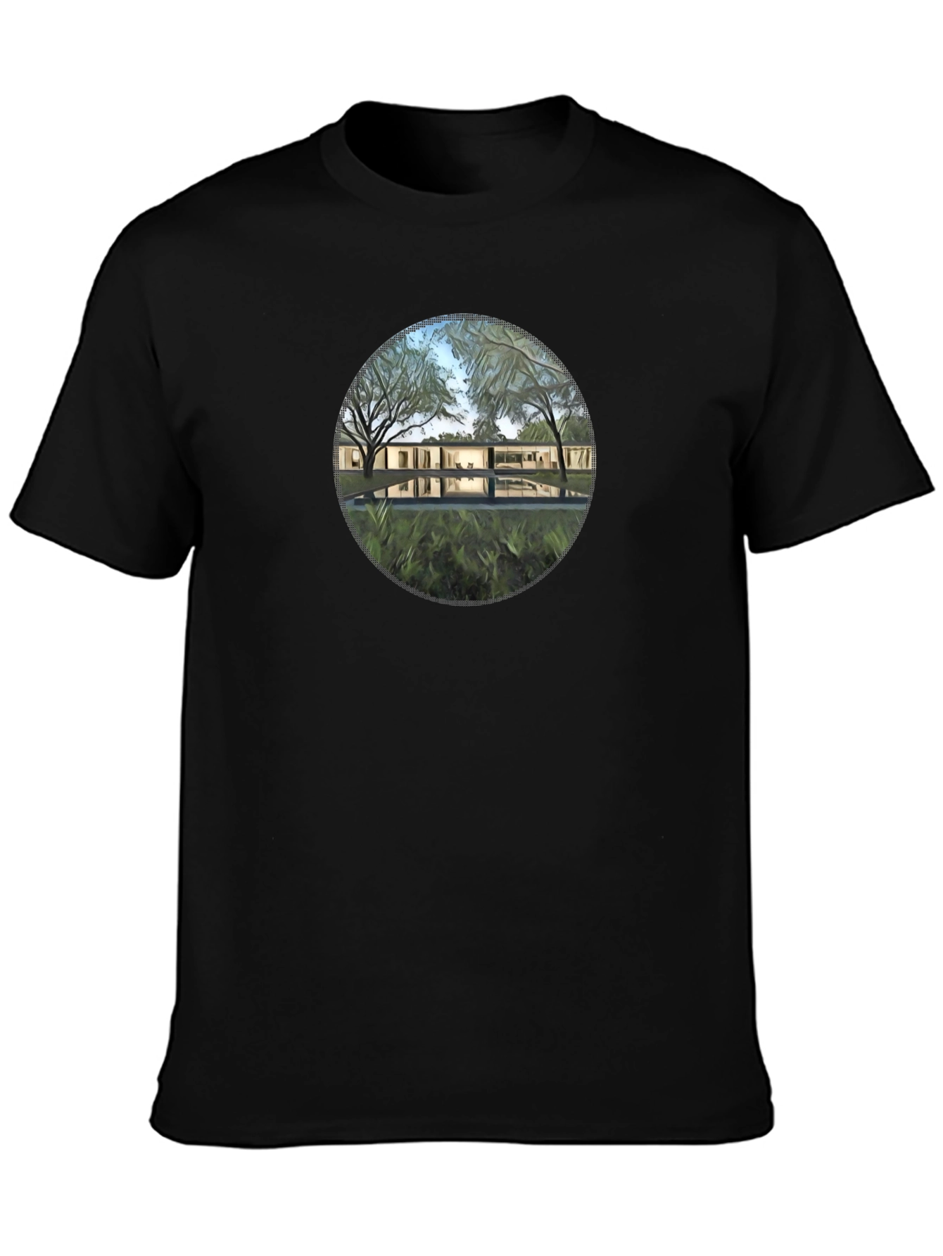 Modern House Graphic Black T-Shirt