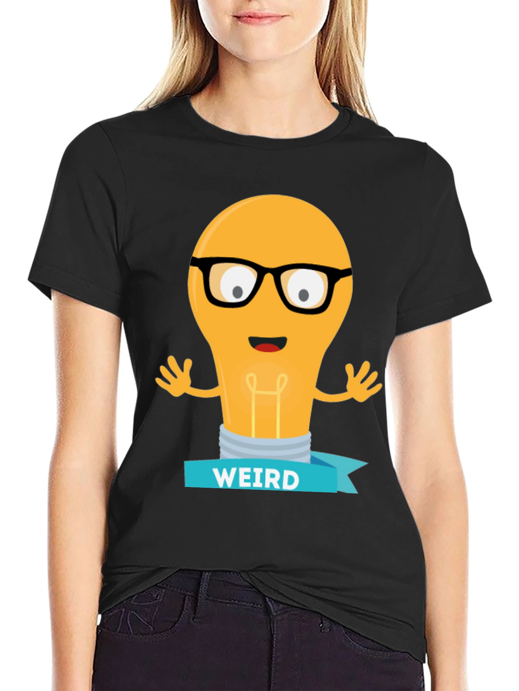 Weird Light Bulb Graphic Tee - Black T-Shirt
