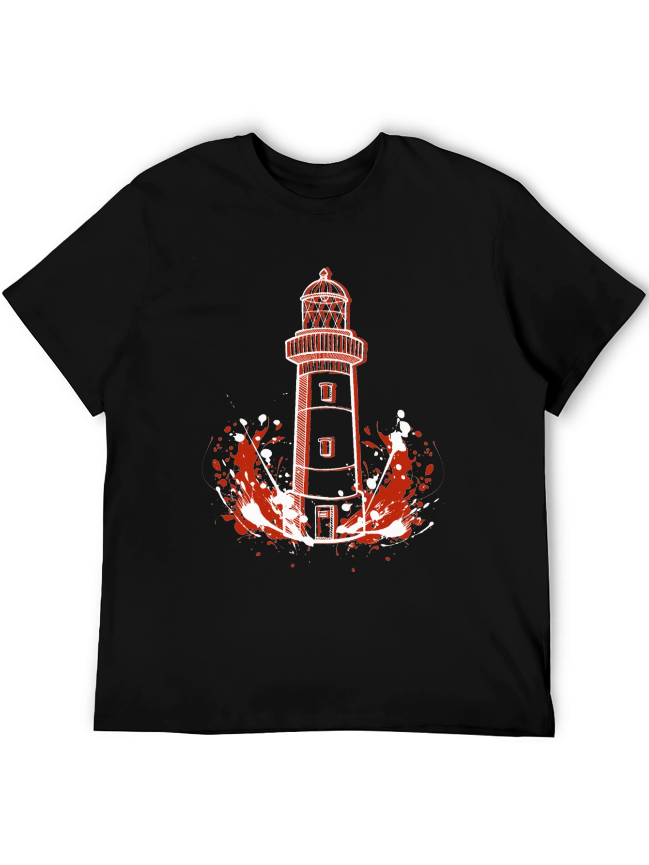 Lighthouse Graphic Tee - Black Cotton T-Shirt