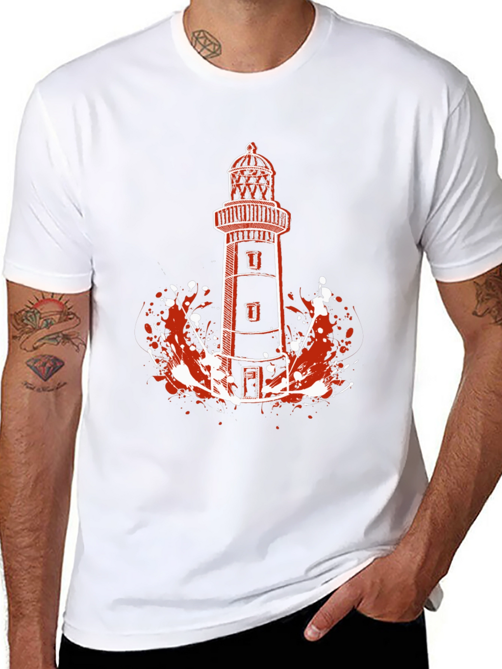 Lighthouse Graphic Tee - Black Cotton T-Shirt