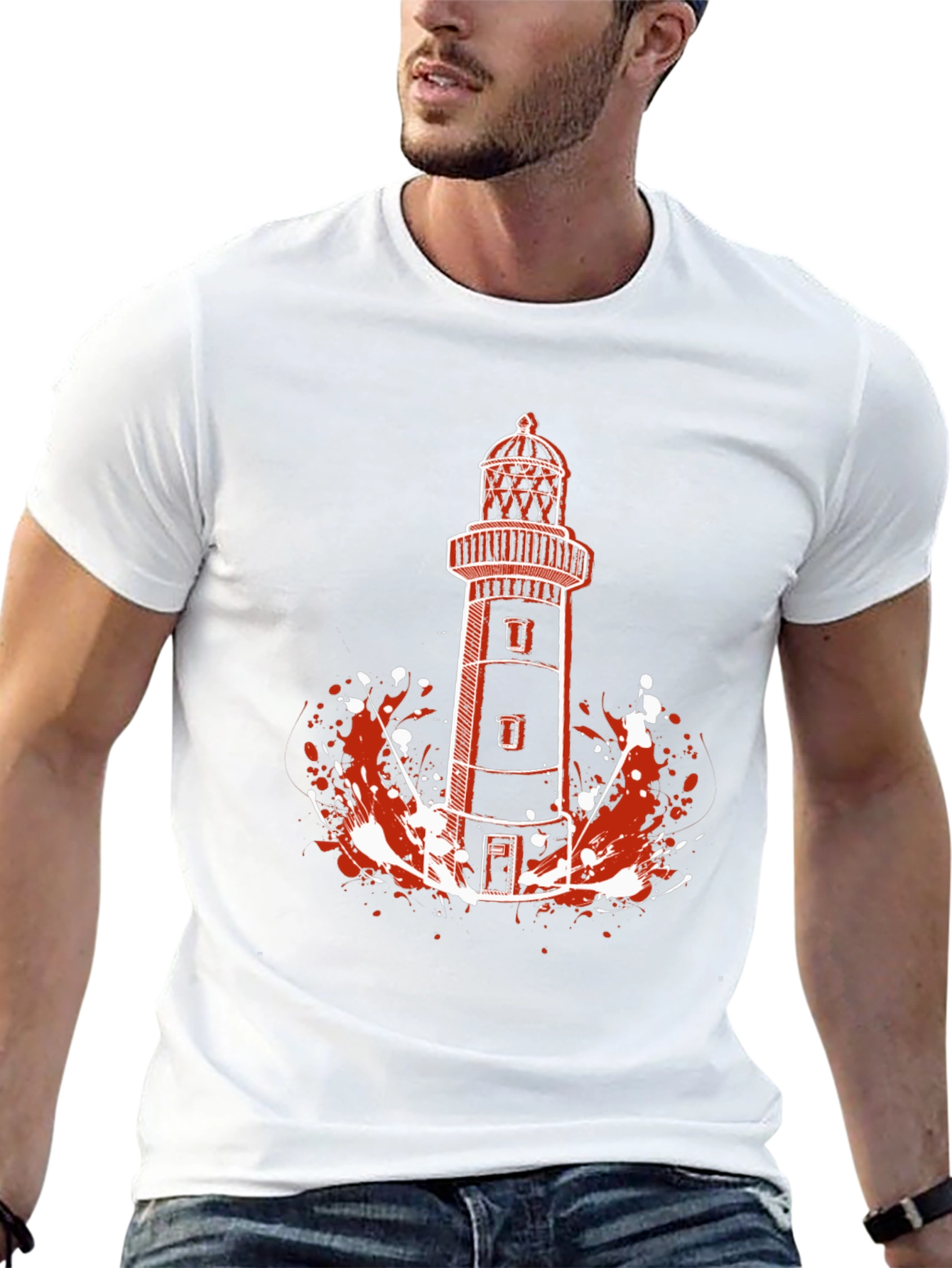 Lighthouse Graphic Tee - Black Cotton T-Shirt