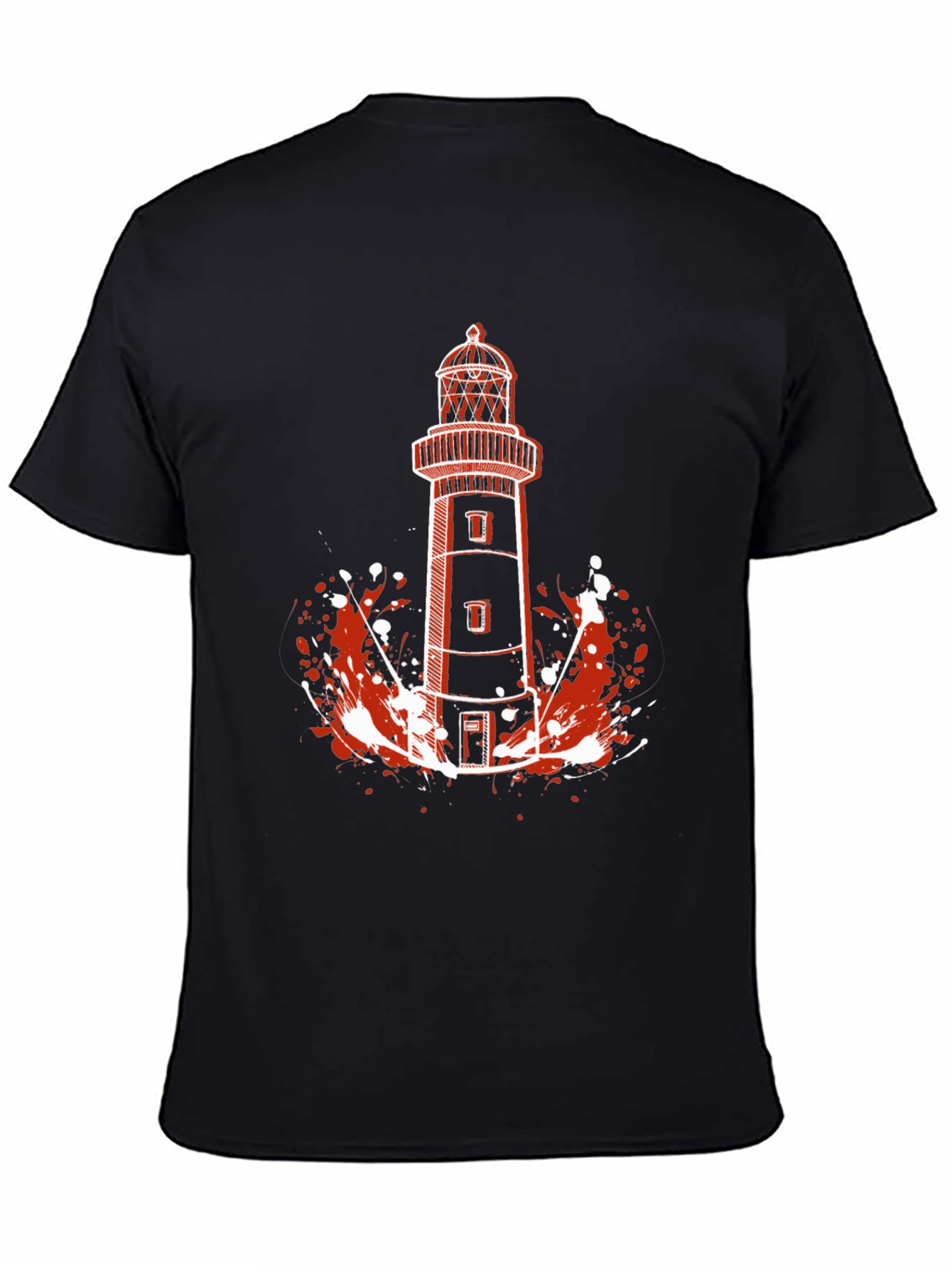 Lighthouse Graphic Tee - Black Cotton T-Shirt