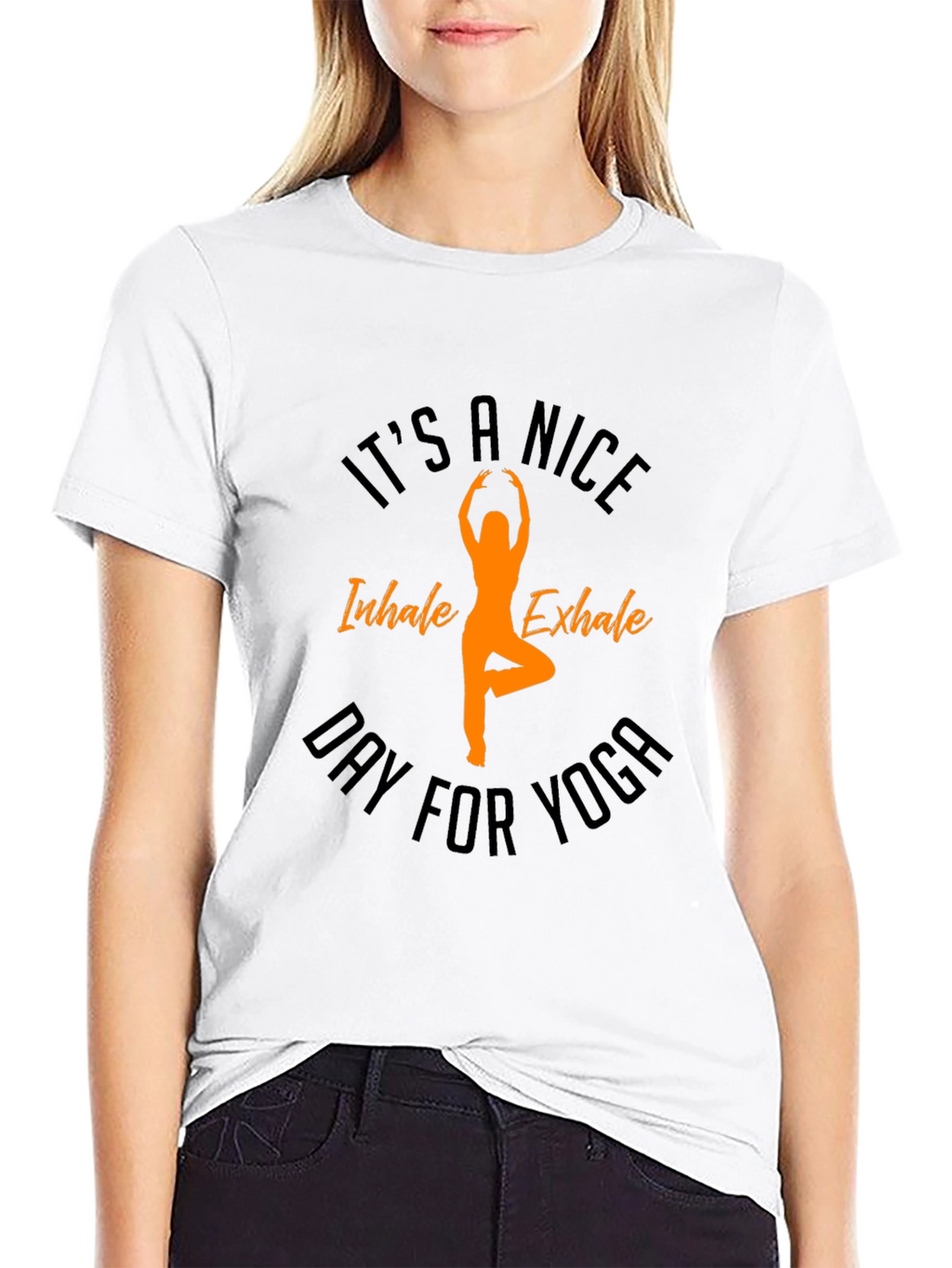 Yoga Day Black T-Shirt - Inhale Exhale