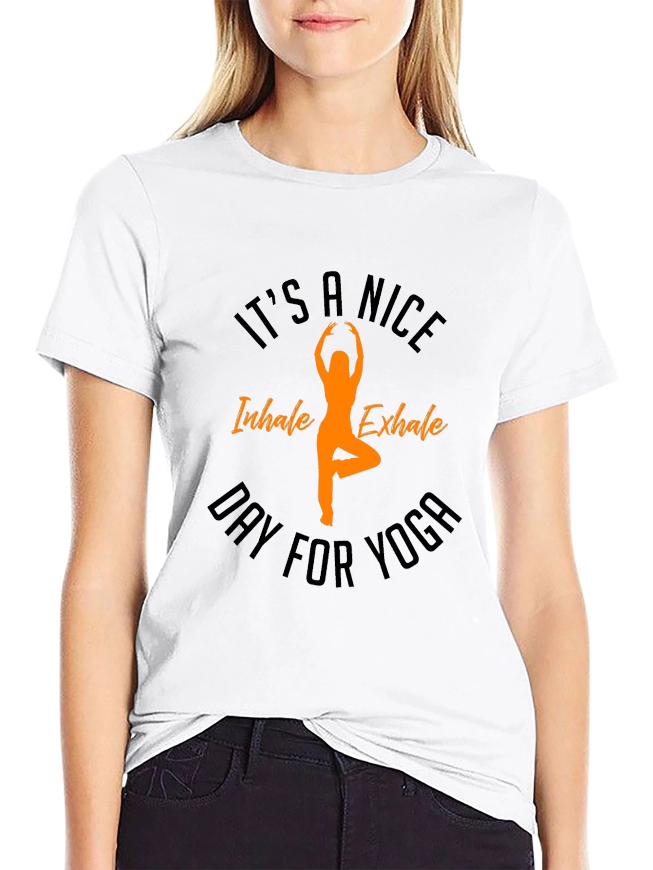 Yoga Day Black T-Shirt - Inhale Exhale