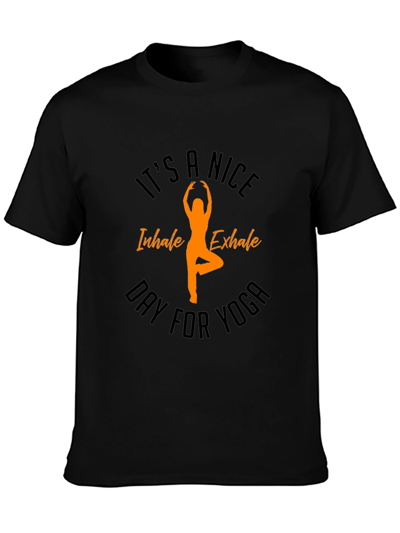 Yoga Day Black T-Shirt - Inhale Exhale