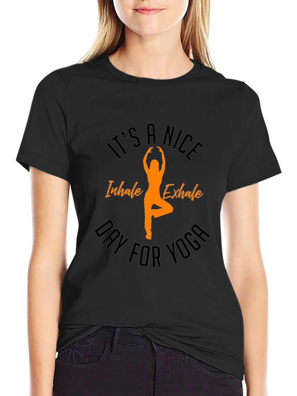 Yoga Day Black T-Shirt - Inhale Exhale