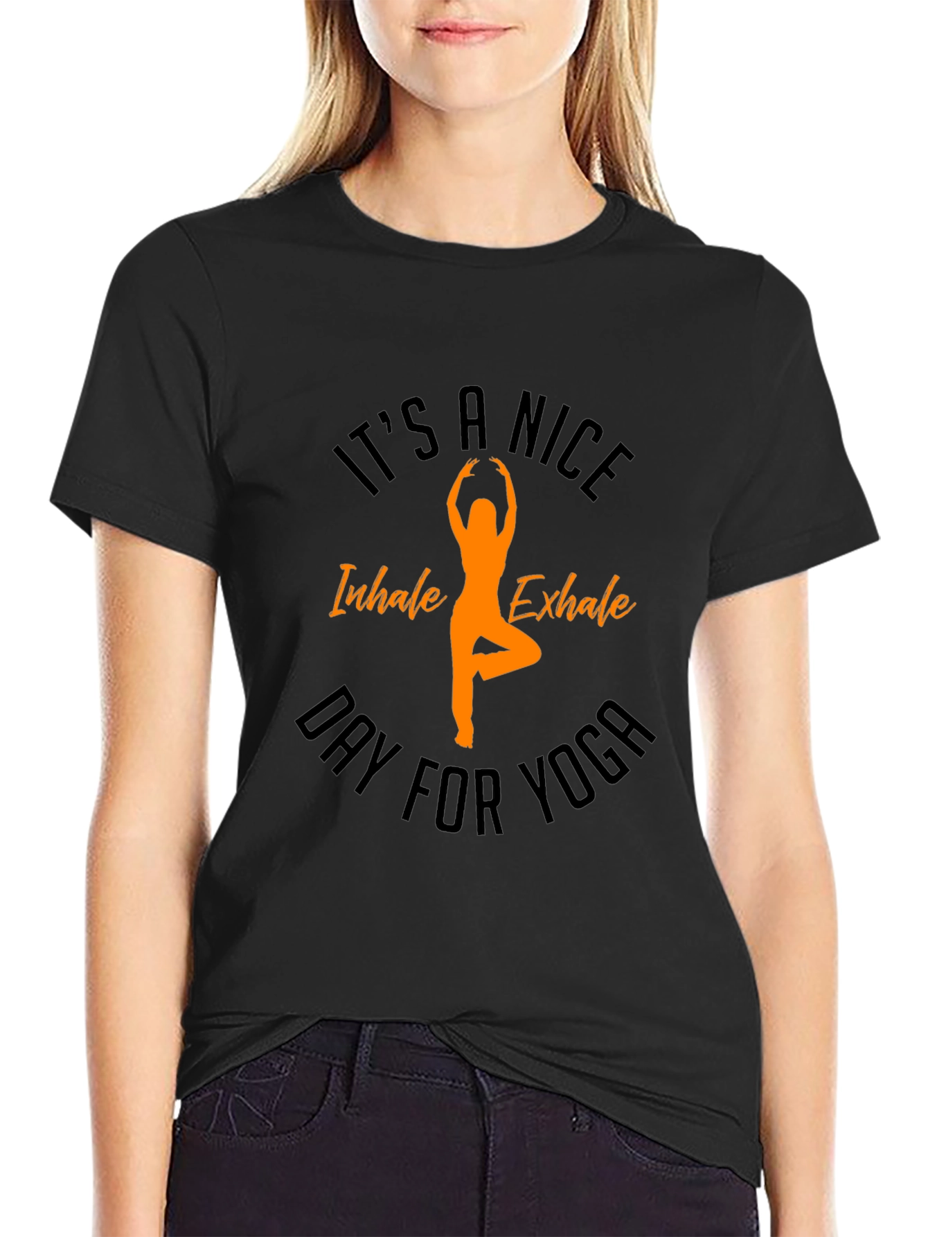 Yoga Day Black T-Shirt - Inhale Exhale