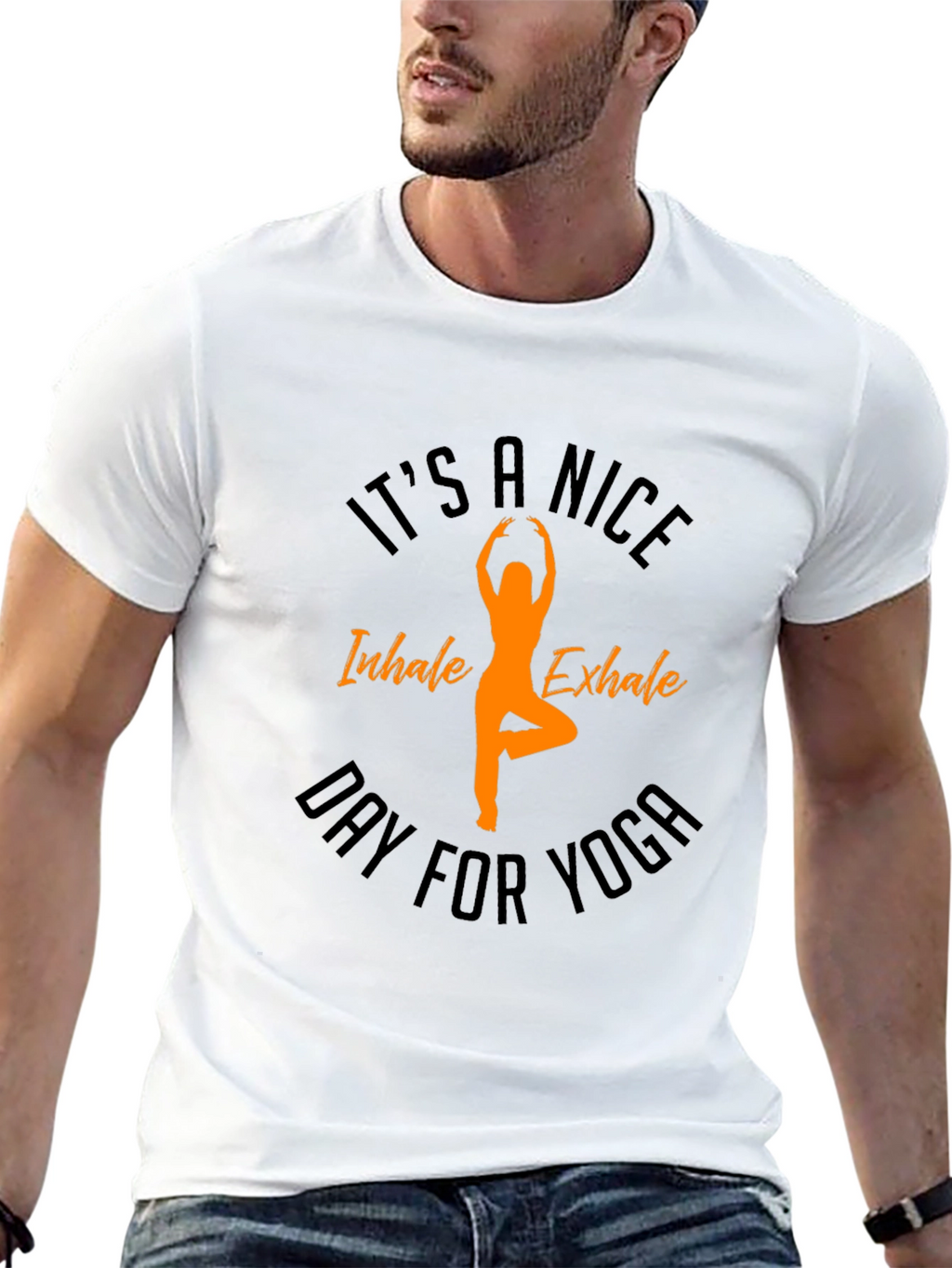 Yoga Day Black T-Shirt - Inhale Exhale