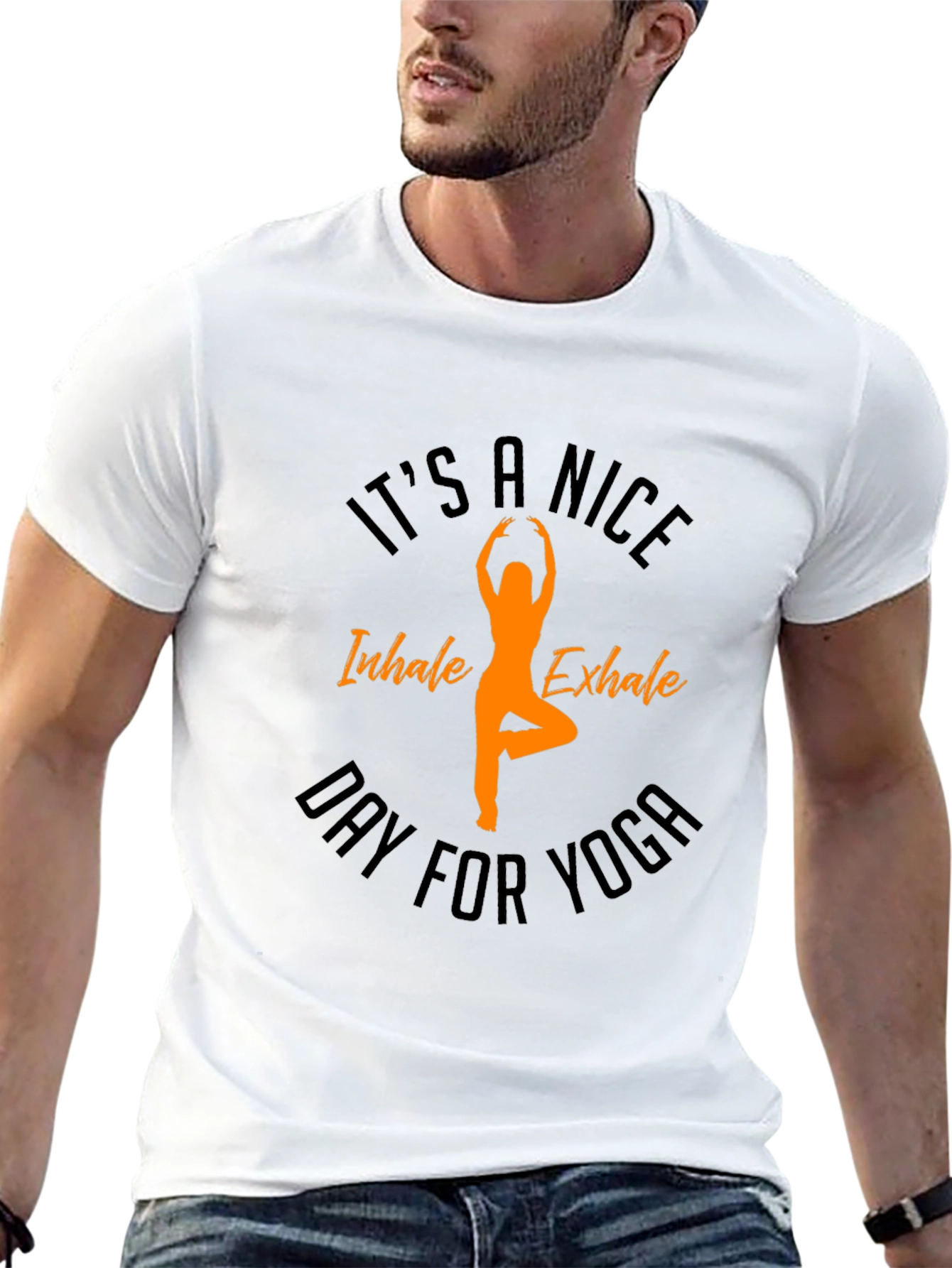 Yoga Day Black T-Shirt - Inhale Exhale
