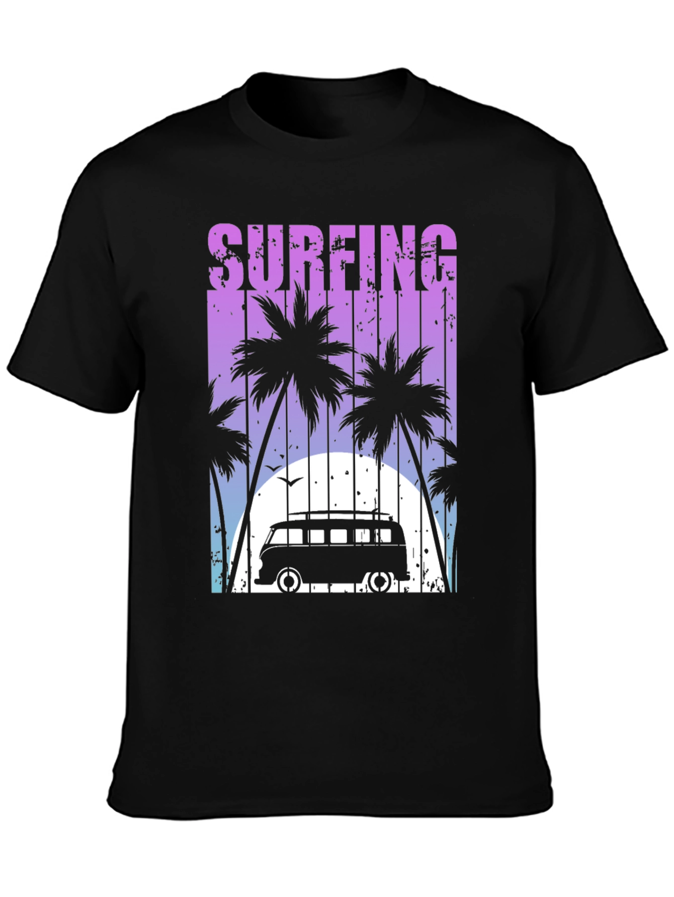 Surfing Palm Tee - Retro Van Beach Vibes