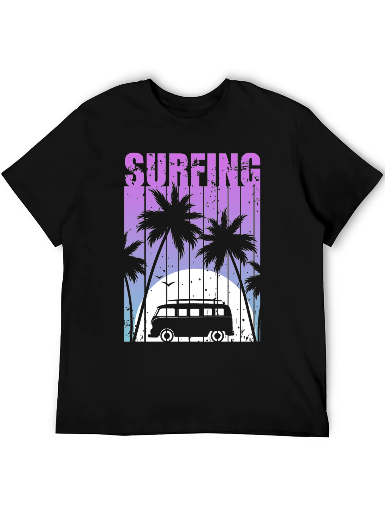 Surfing Palm Tee - Retro Van Beach Vibes