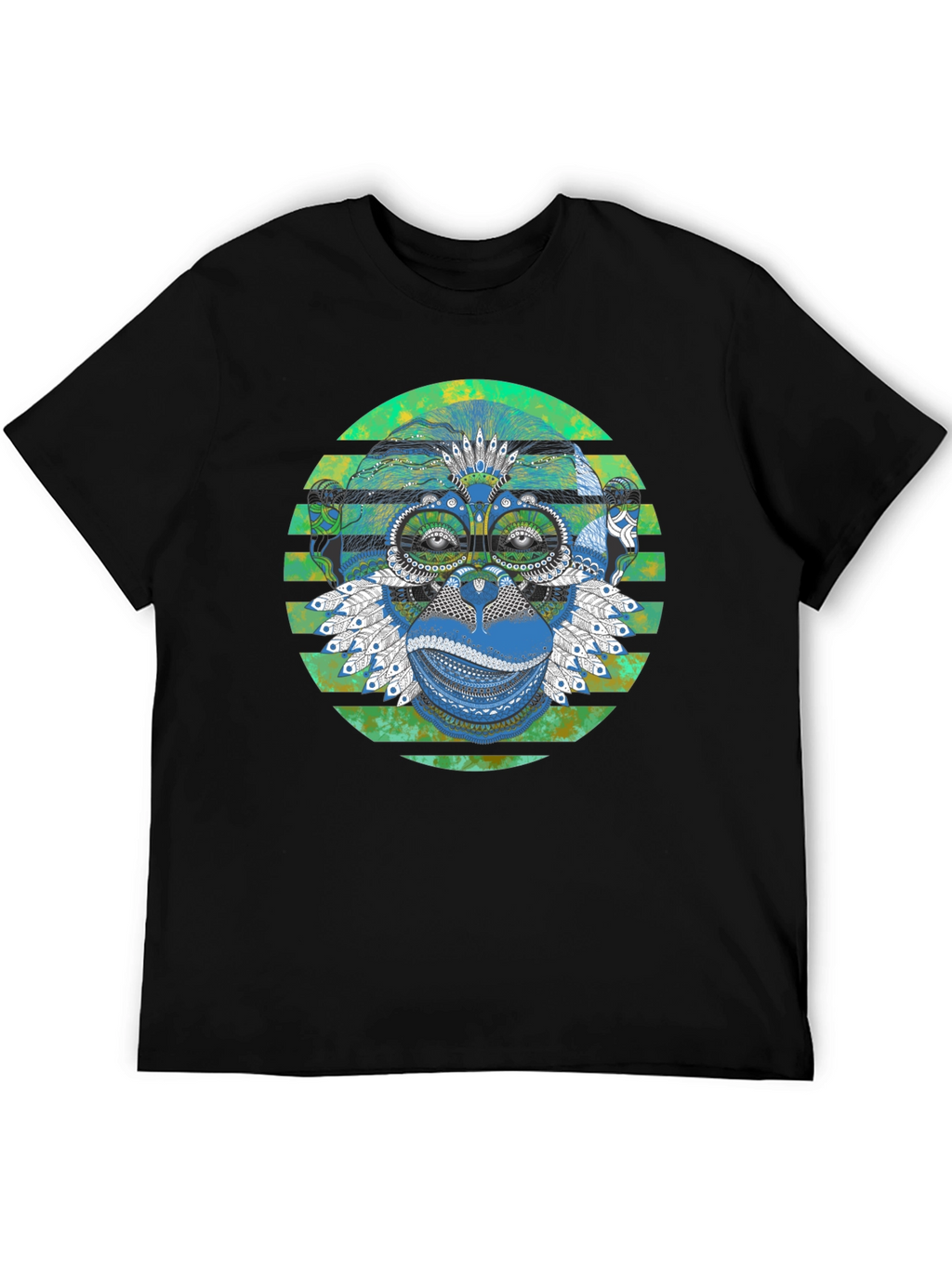 Tribal Monkey Graphic Print Mens T-Shirt