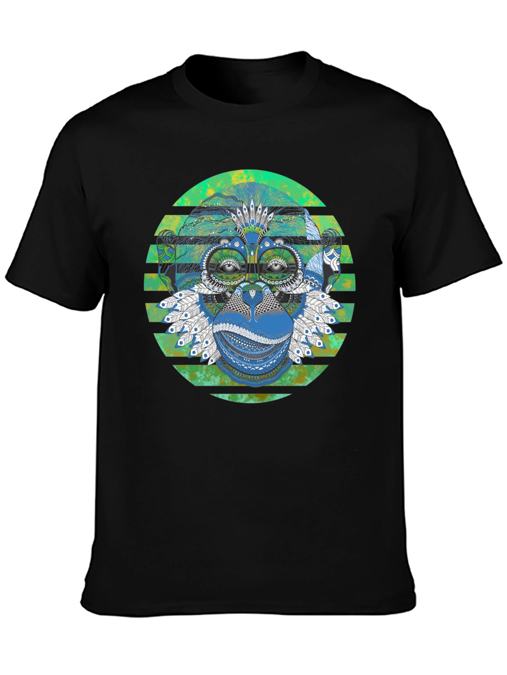 Tribal Monkey Graphic Print Mens T-Shirt