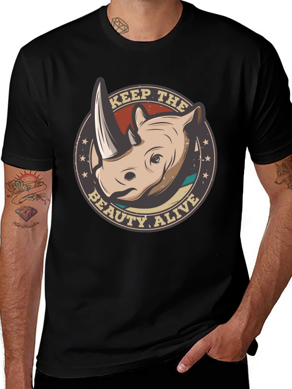 Keep The Beauty Alive Rhino Graphic T-Shirt