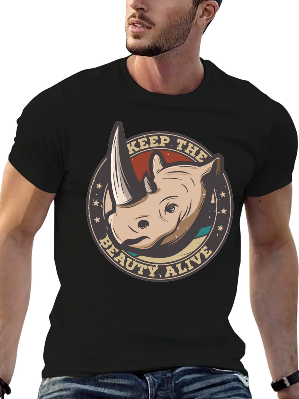 Keep The Beauty Alive Rhino Graphic T-Shirt