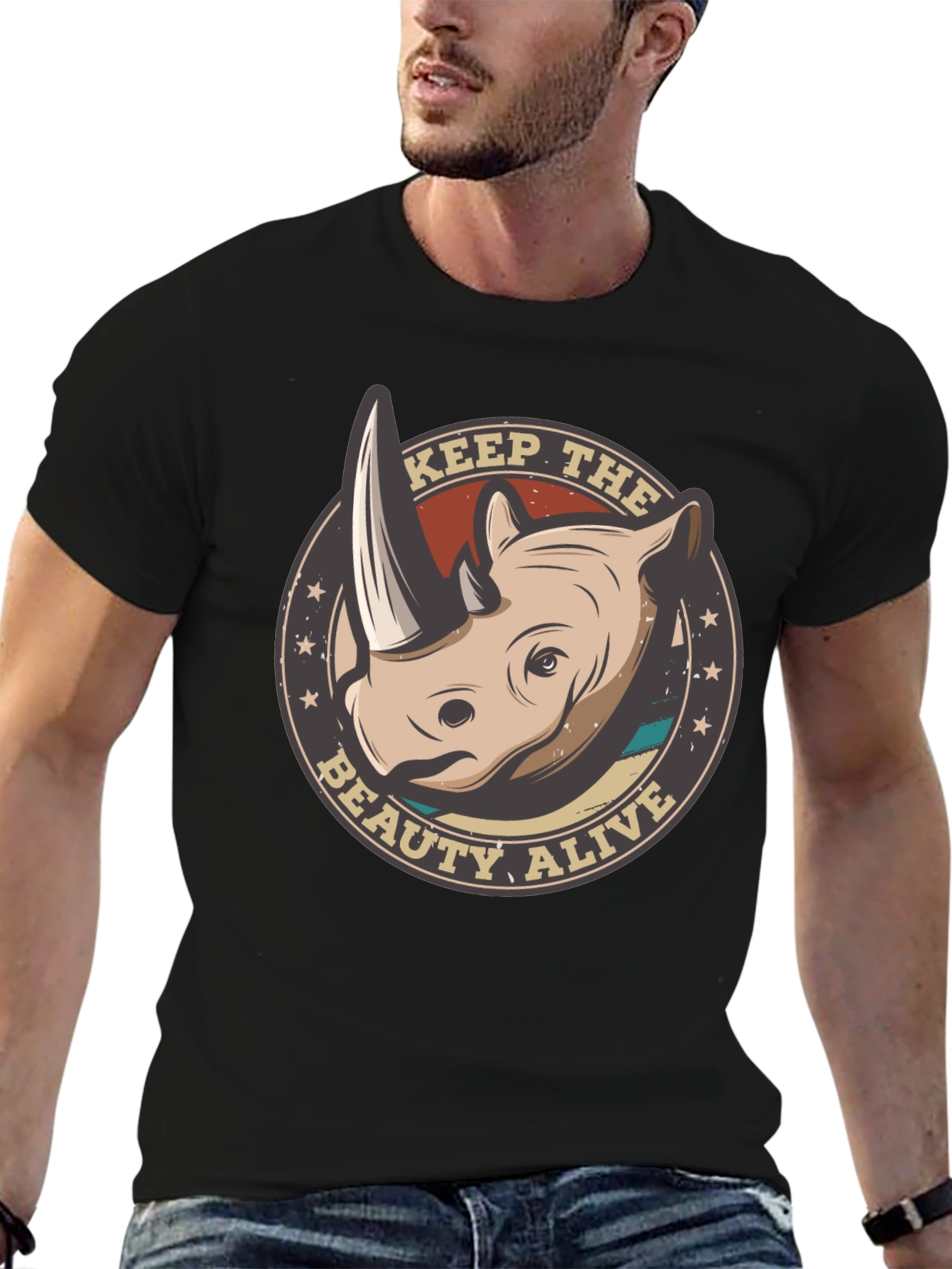 Keep The Beauty Alive Rhino Graphic T-Shirt
