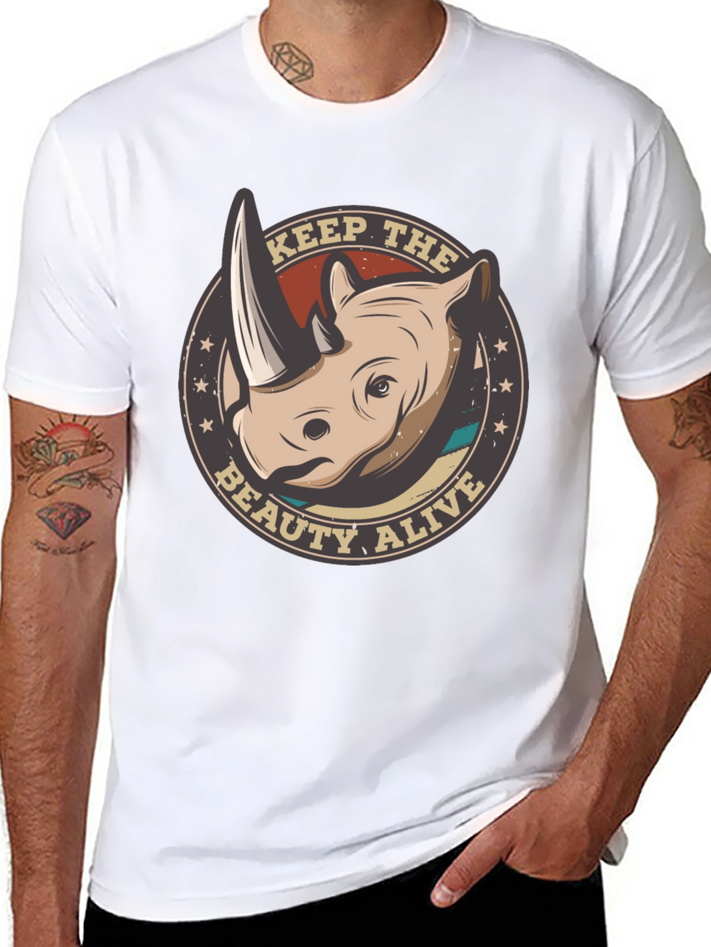 Keep The Beauty Alive Rhino Graphic T-Shirt