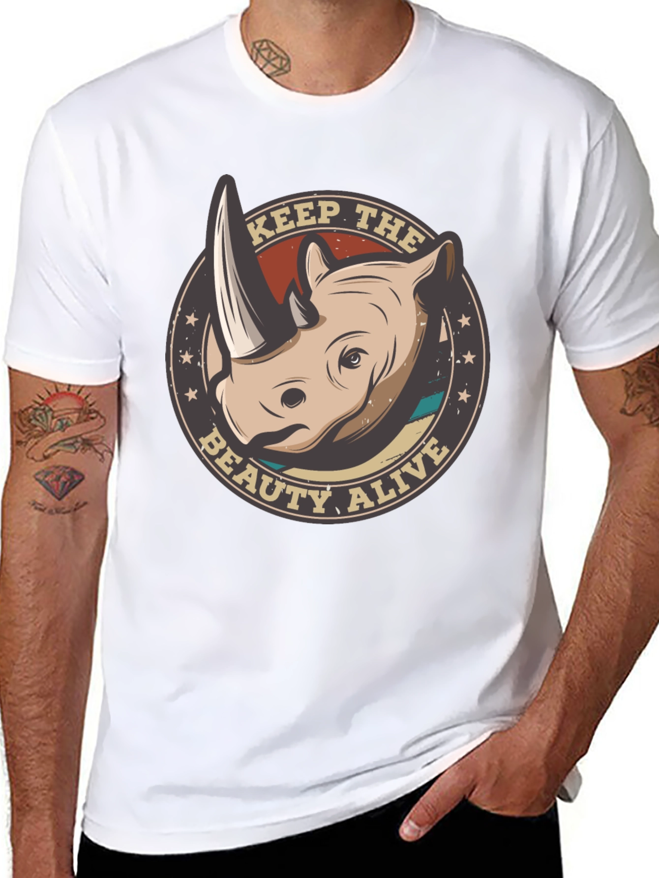 Keep The Beauty Alive Rhino Graphic T-Shirt