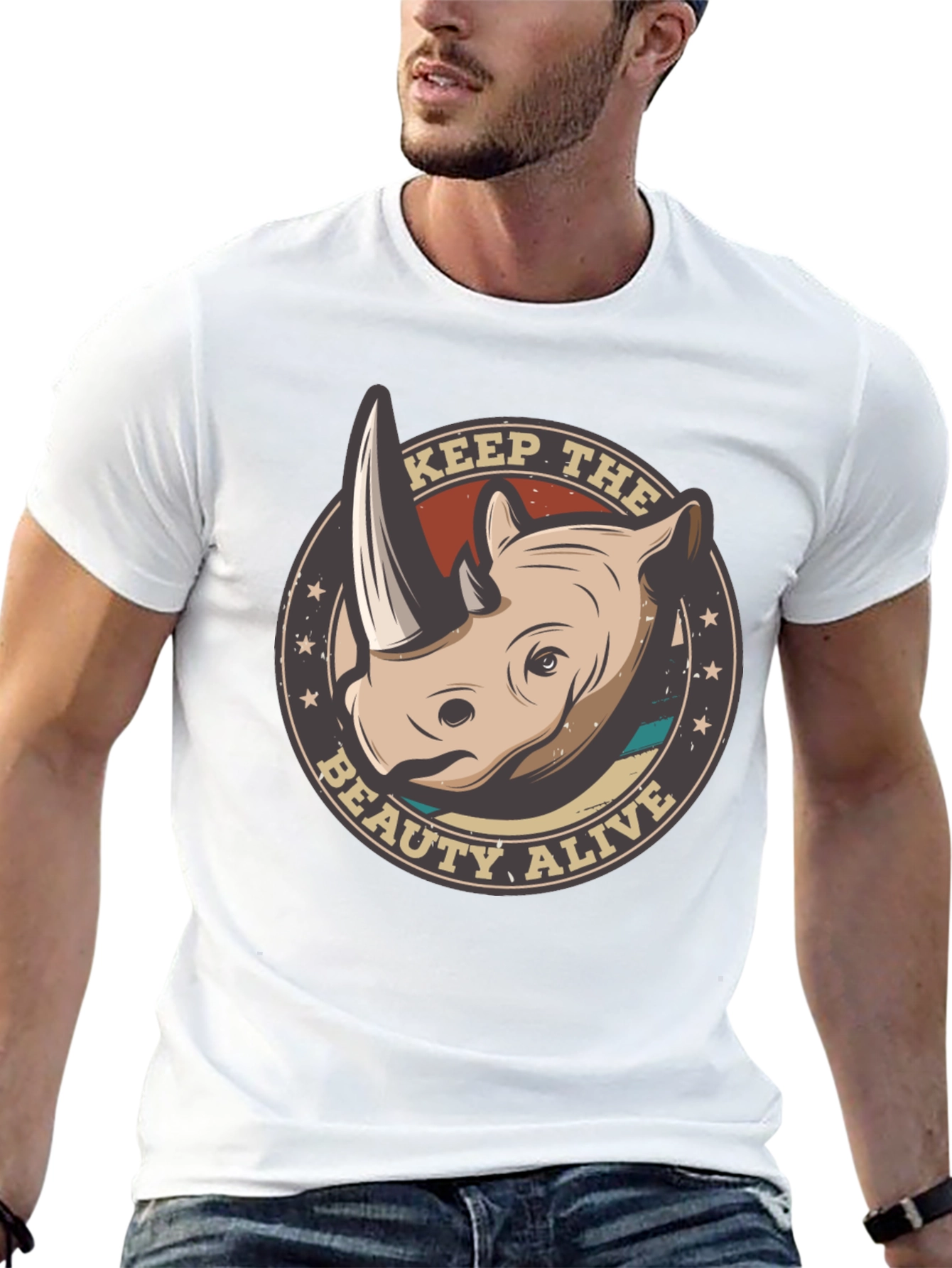 Keep The Beauty Alive Rhino Graphic T-Shirt