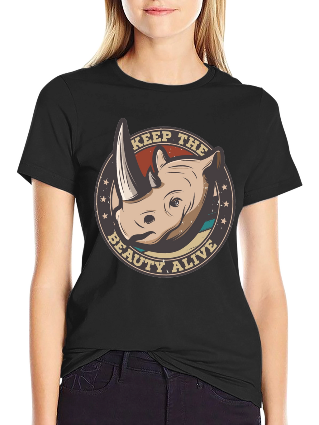 Keep The Beauty Alive Rhino Graphic T-Shirt