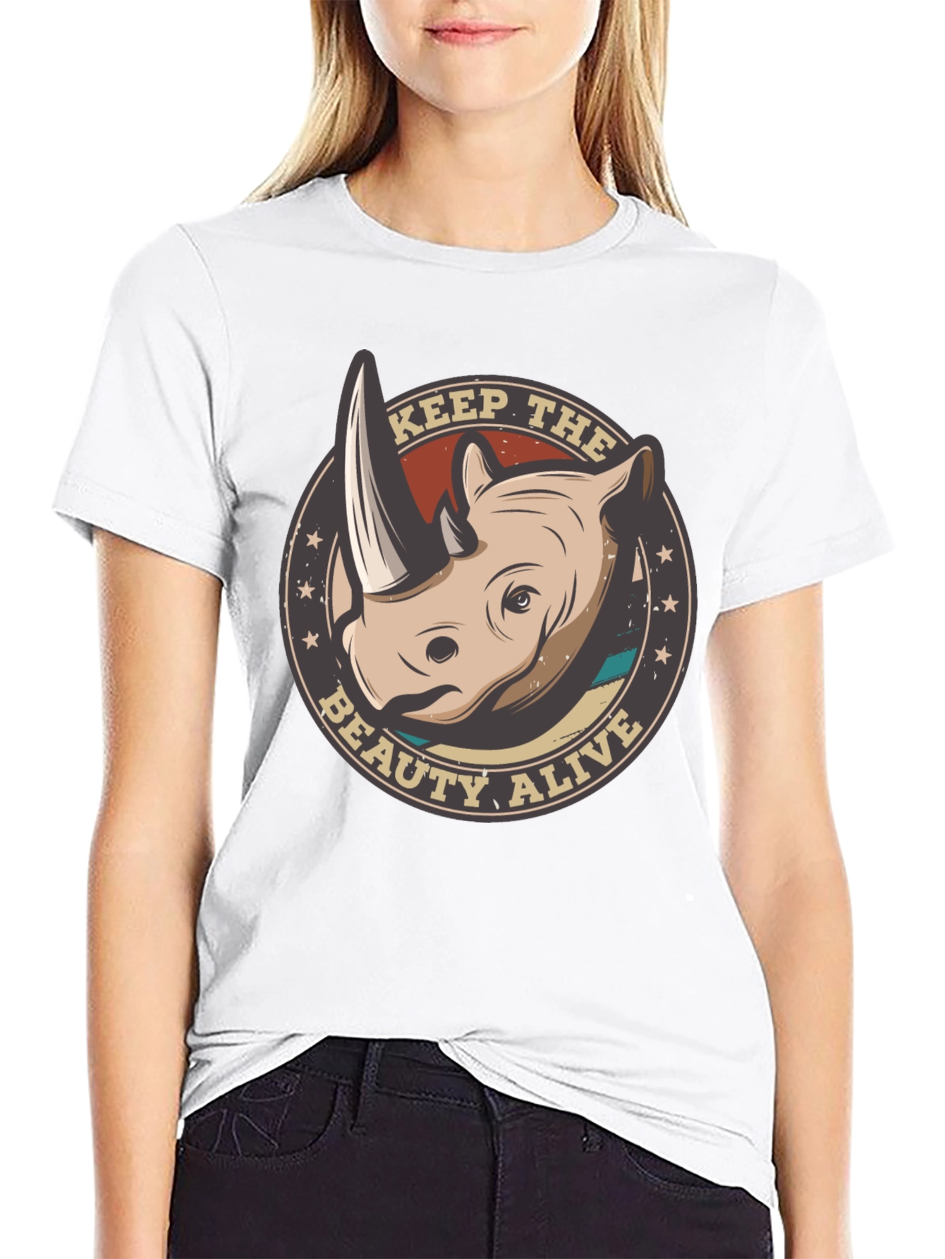 Keep The Beauty Alive Rhino Graphic T-Shirt