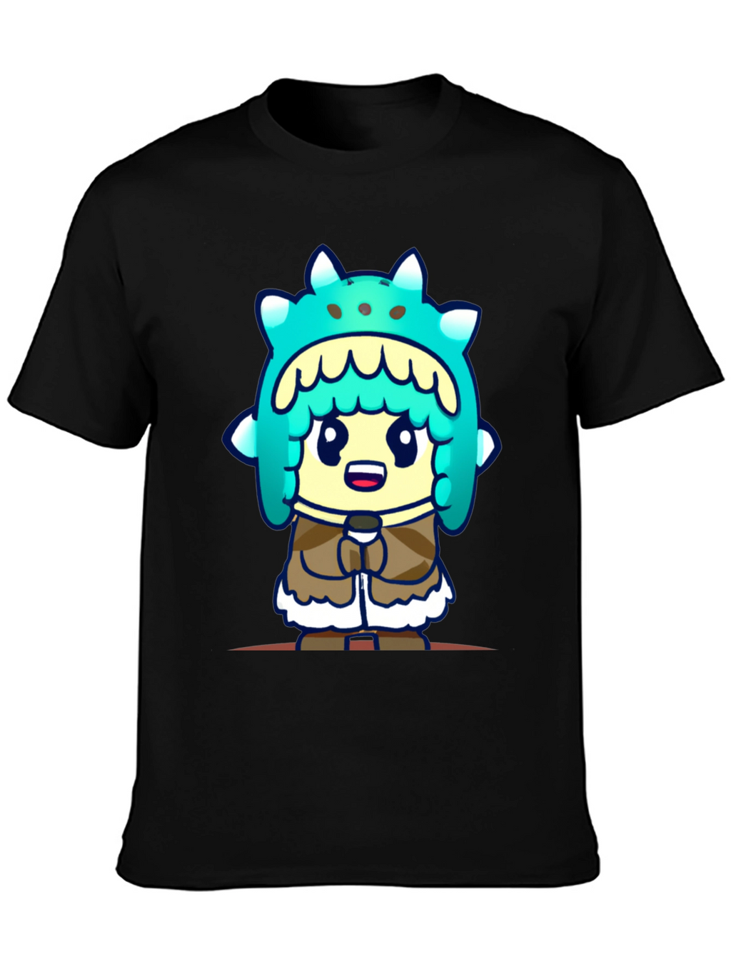 Cartoon Character T-Shirt - Black Cotton Tee