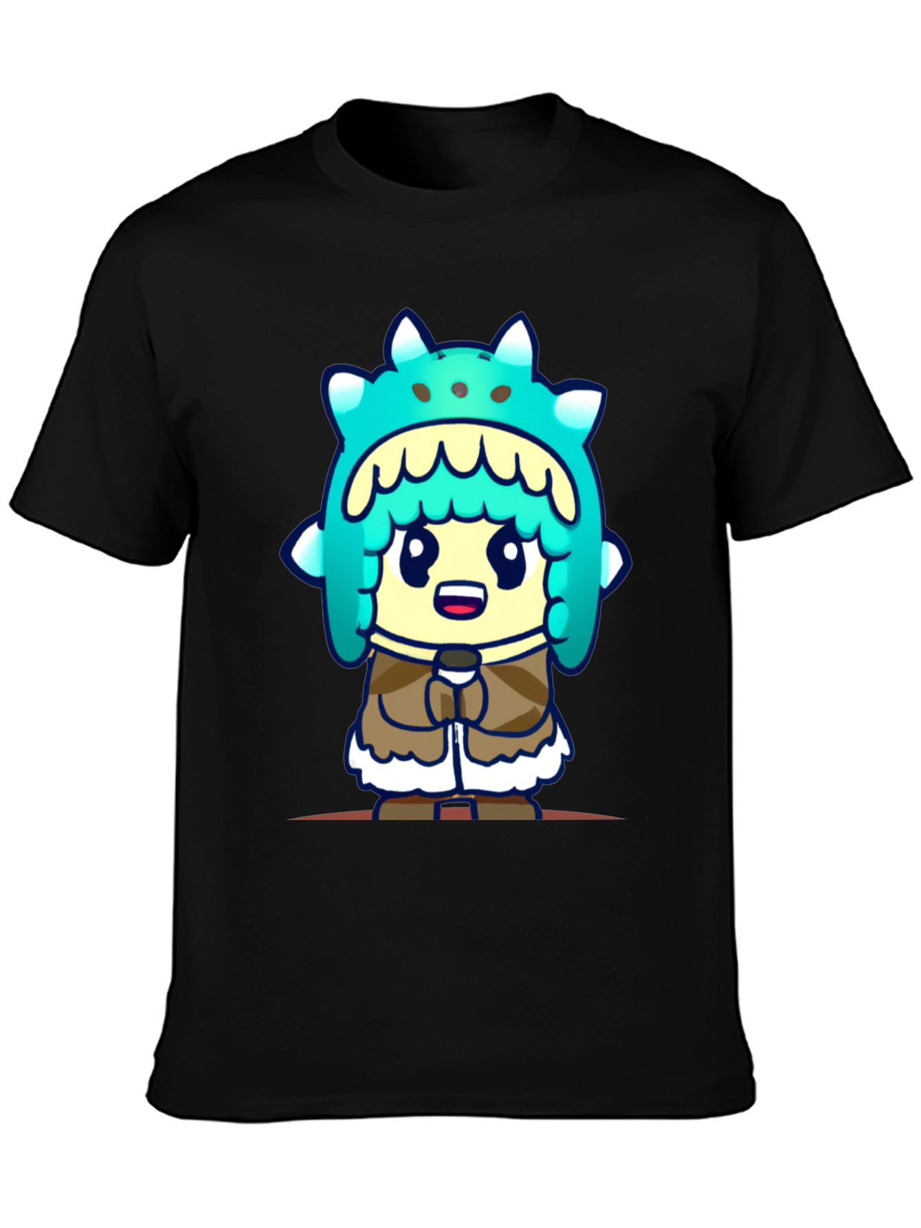 Cartoon Character T-Shirt - Black Cotton Tee