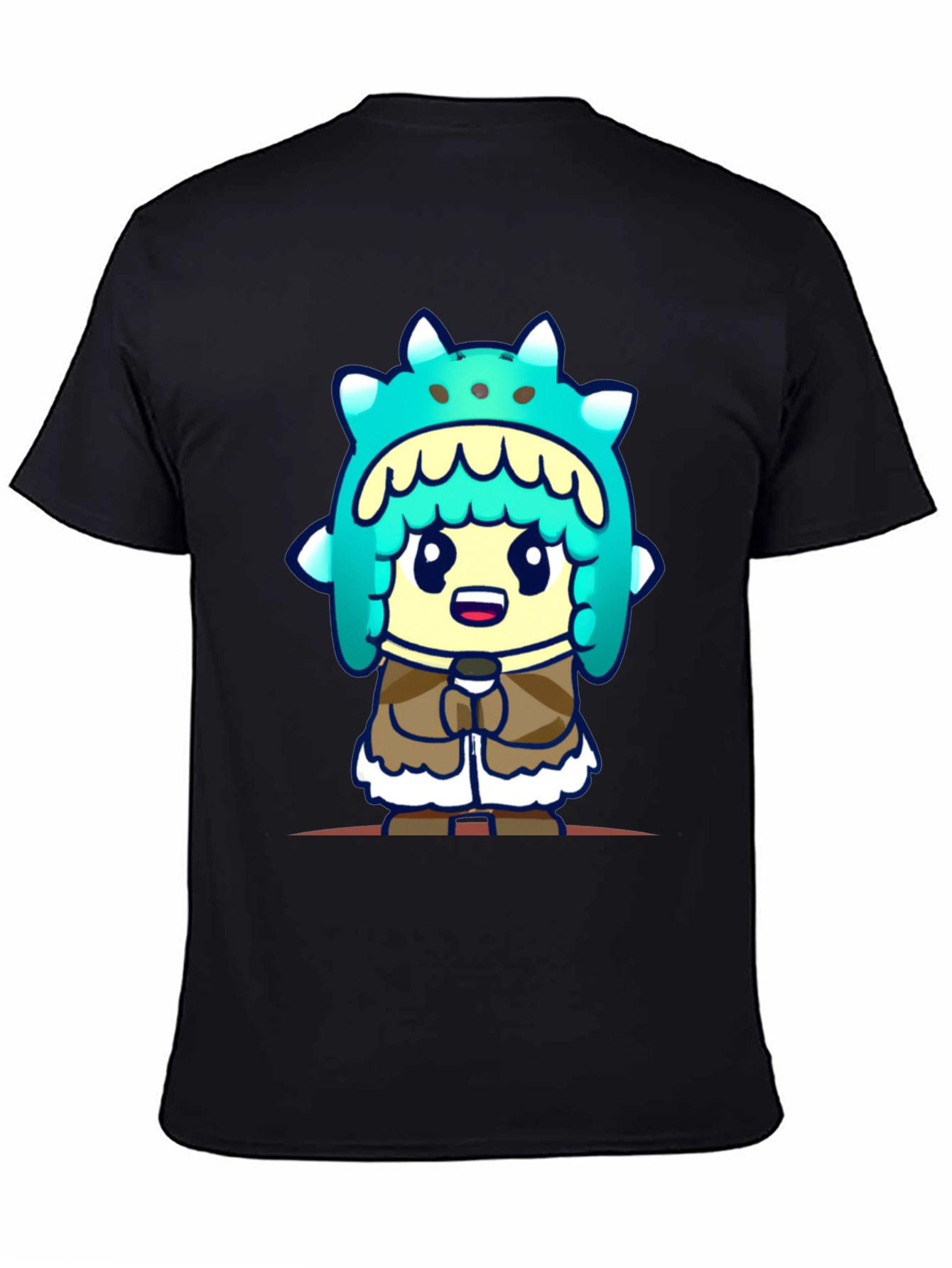 Cartoon Character T-Shirt - Black Cotton Tee