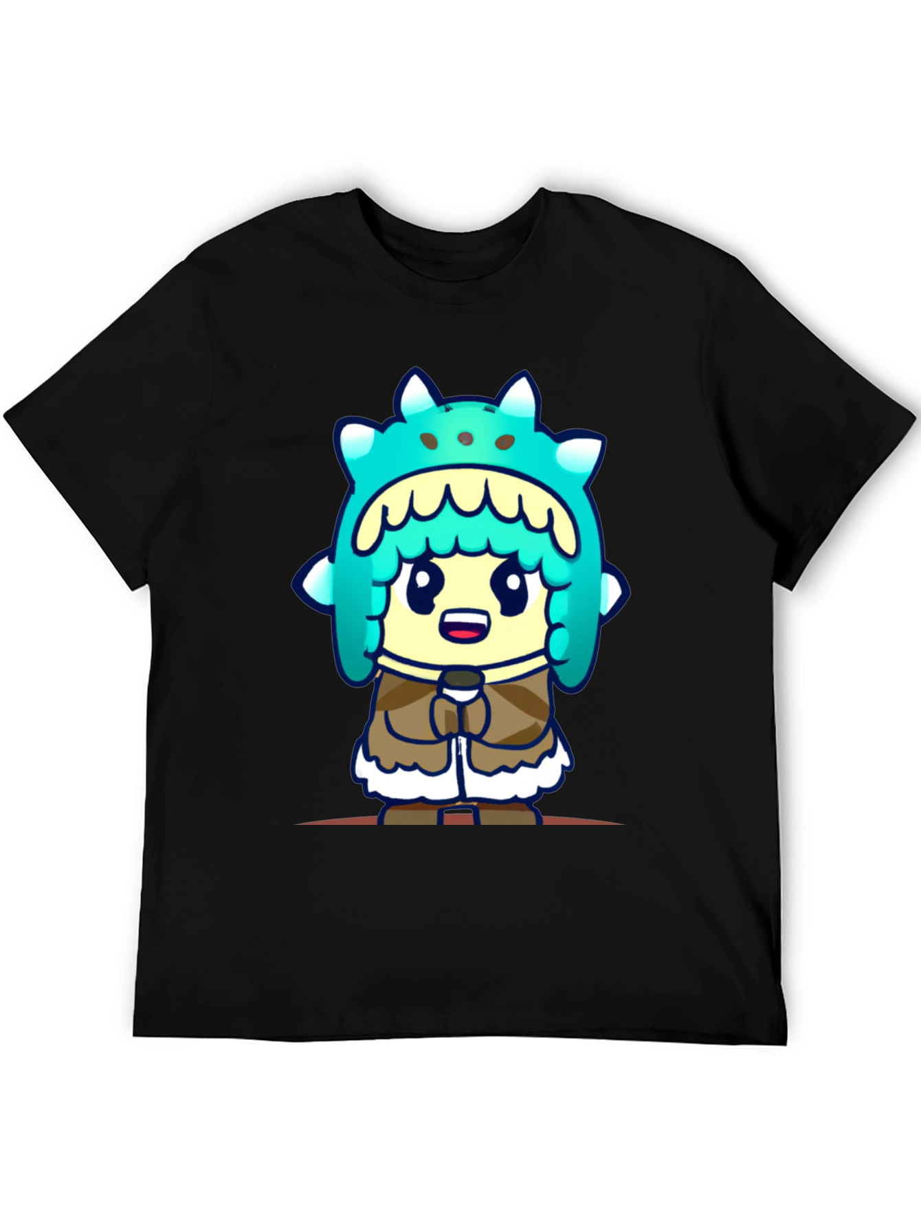 Cartoon Character T-Shirt - Black Cotton Tee